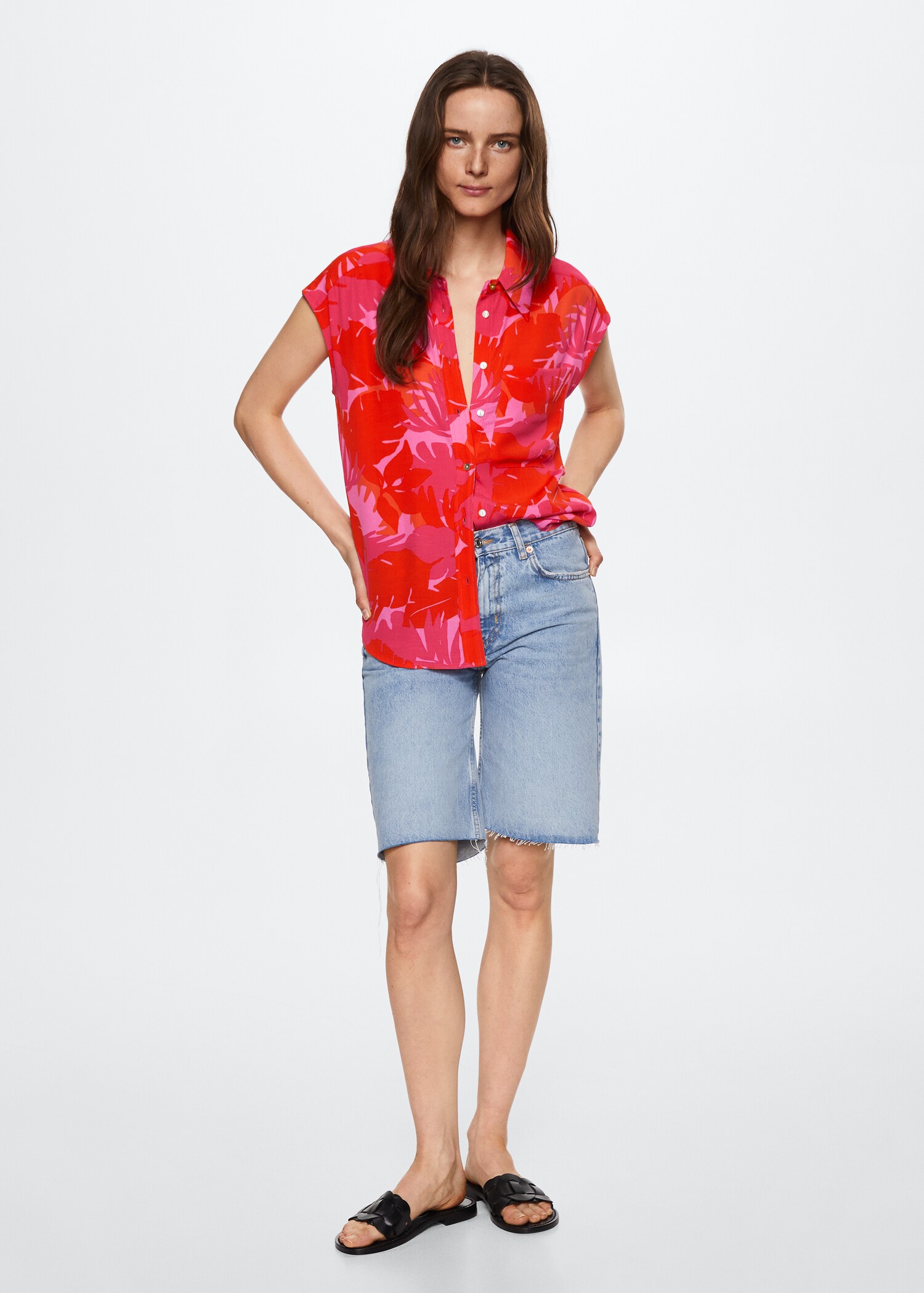 Soepelvallende oversized blouse - Overzichtstekening