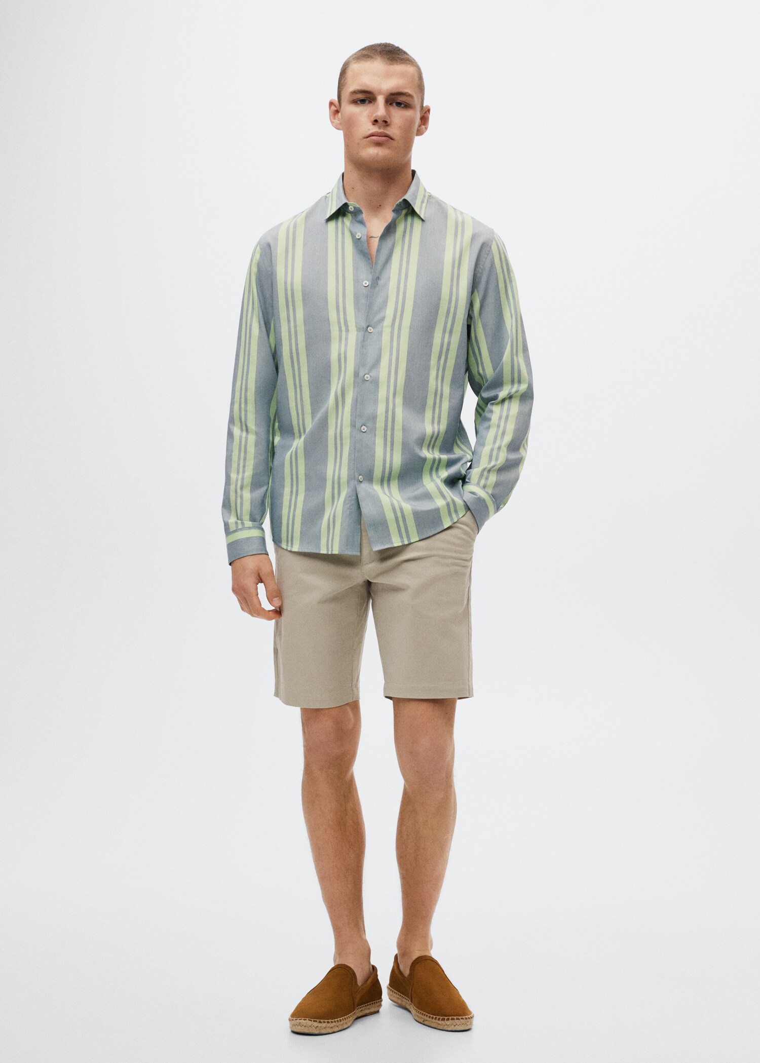 Regular-fit cotton striped shirt - General plane