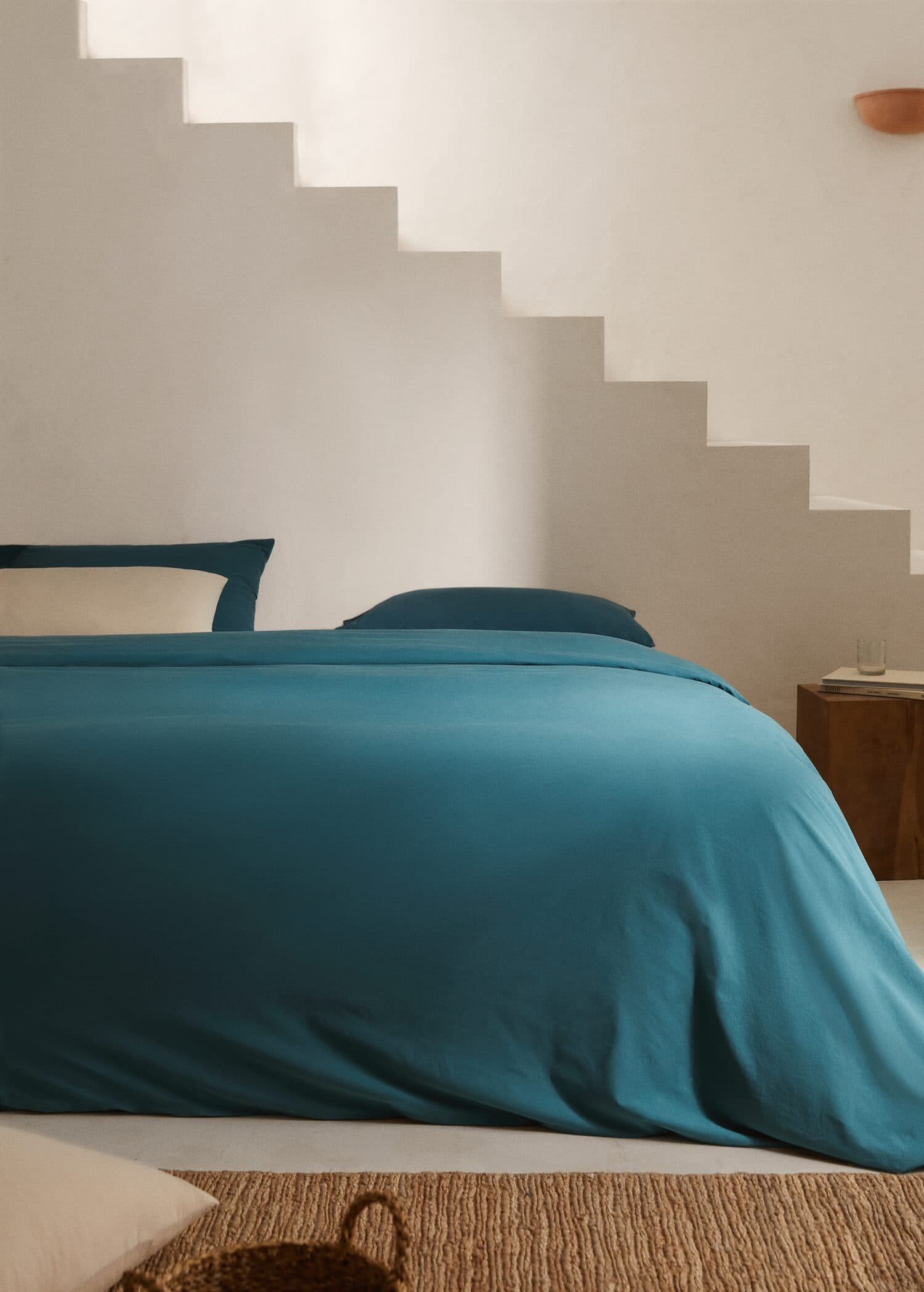 Washed cotton duvet cover Queen bed - General plane