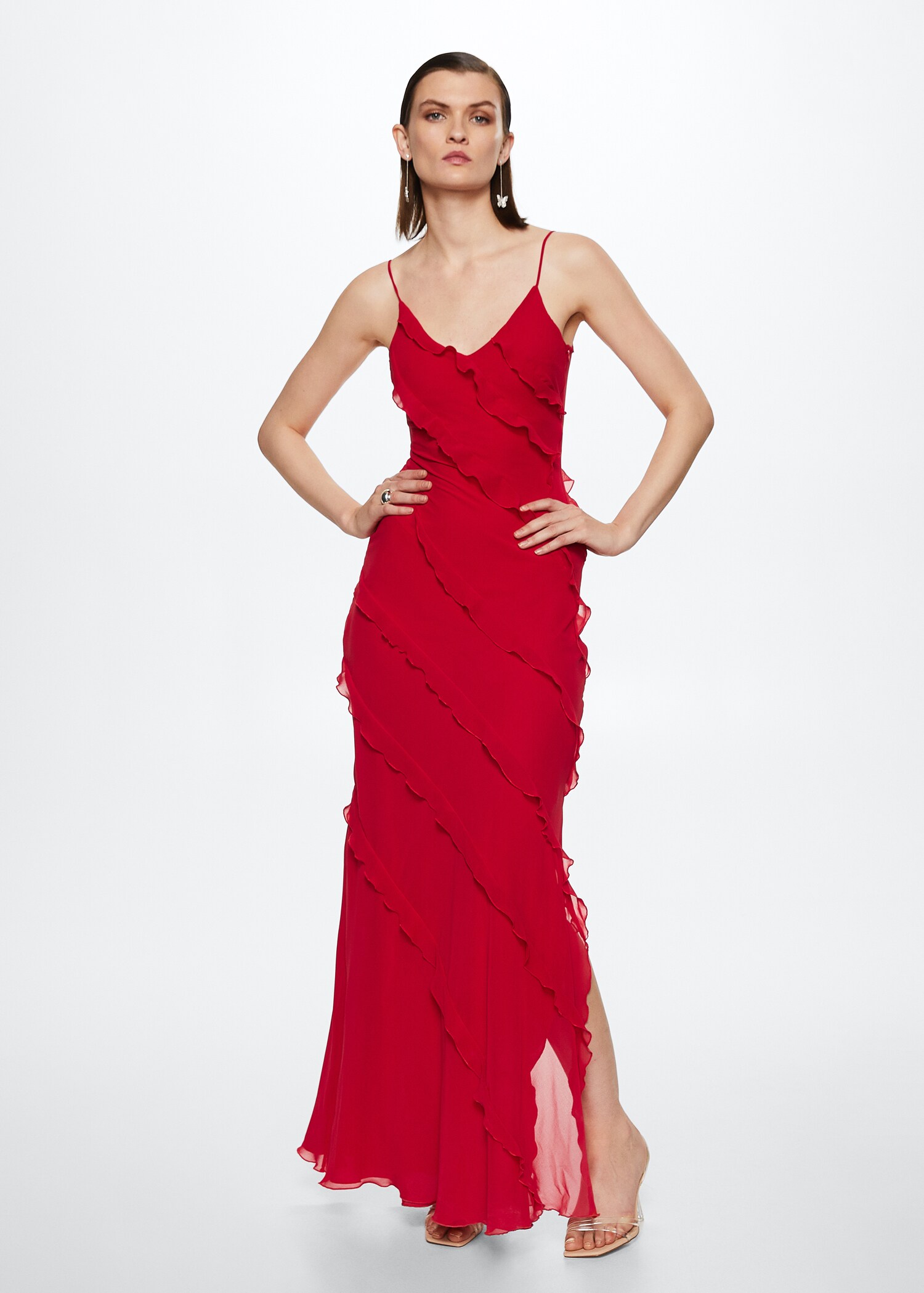 Chiffon ruffle dress - General plane