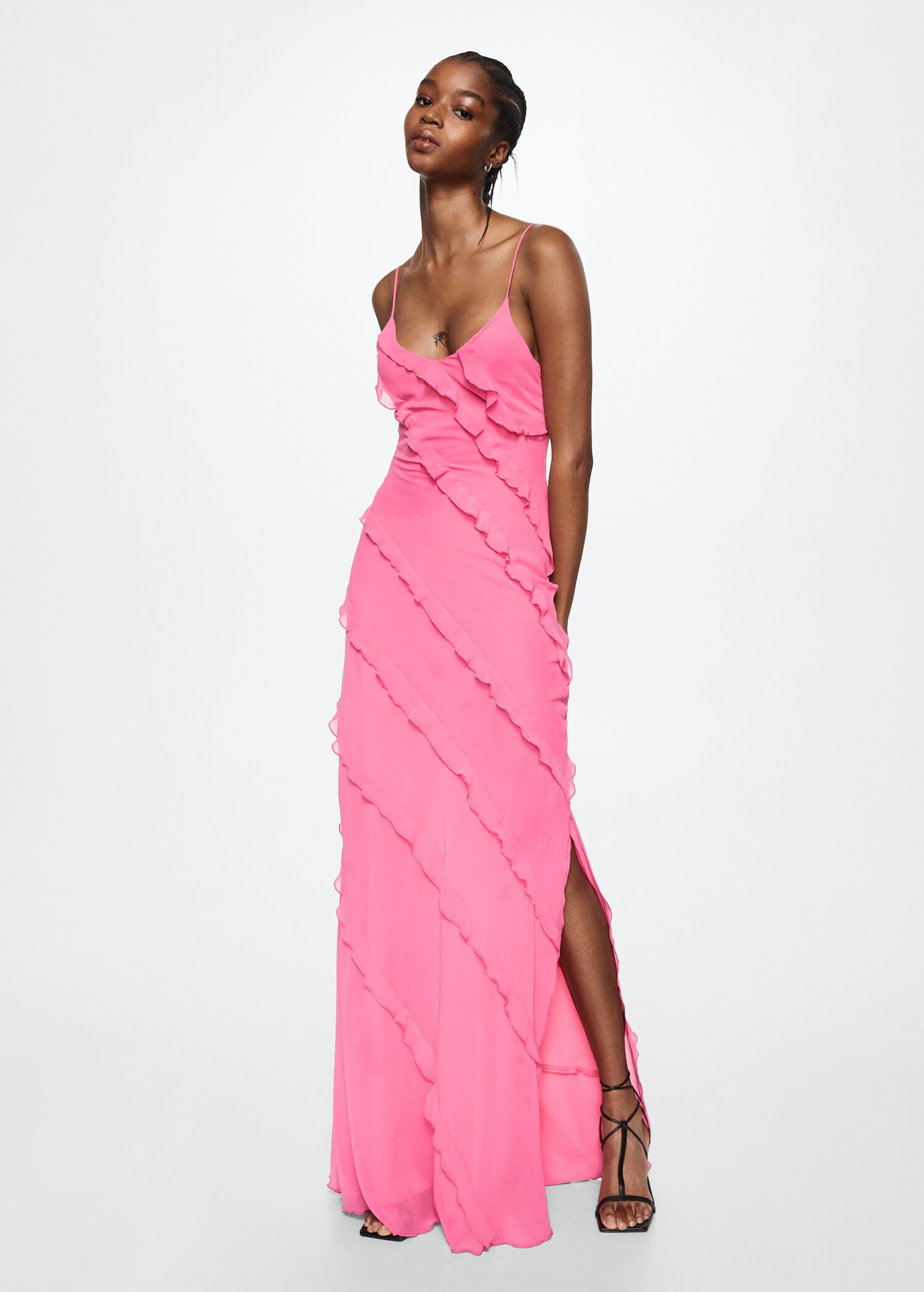 Chiffon ruffle dress - General plane