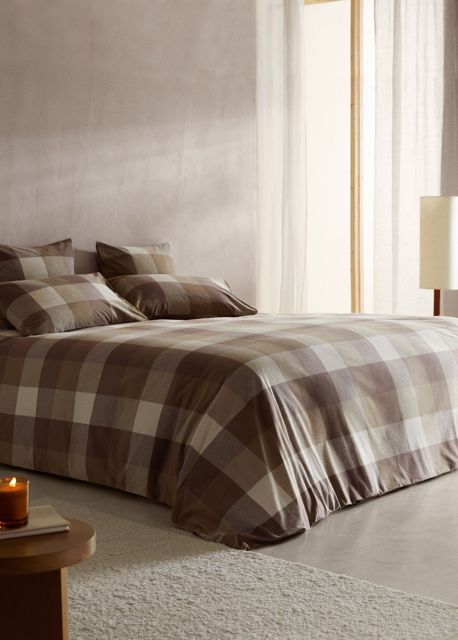 Check flannel duvet cover Bed 135/140cm - General plane