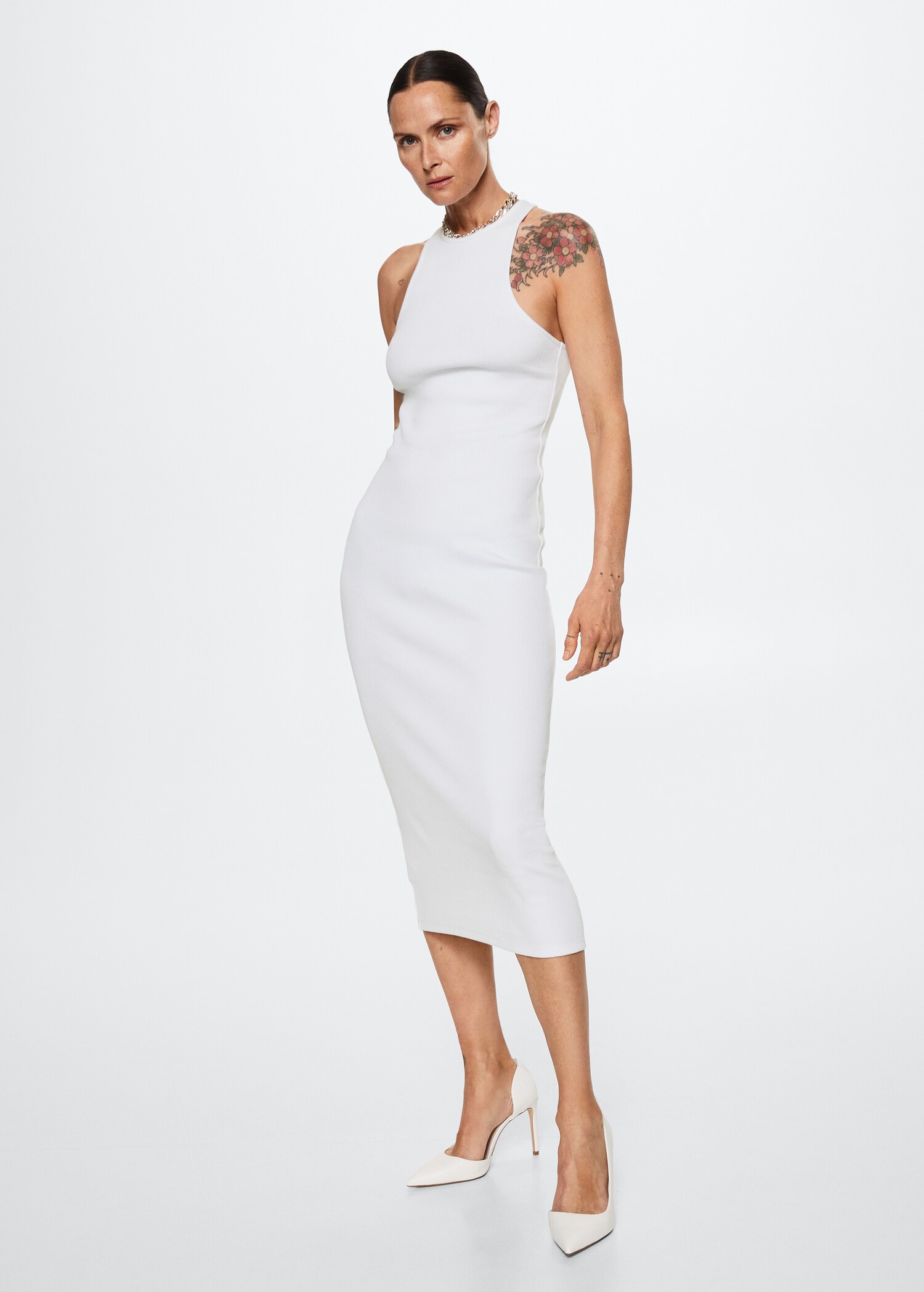 Baumwollkleid mit Rippmuster - Allgemeine Ansicht