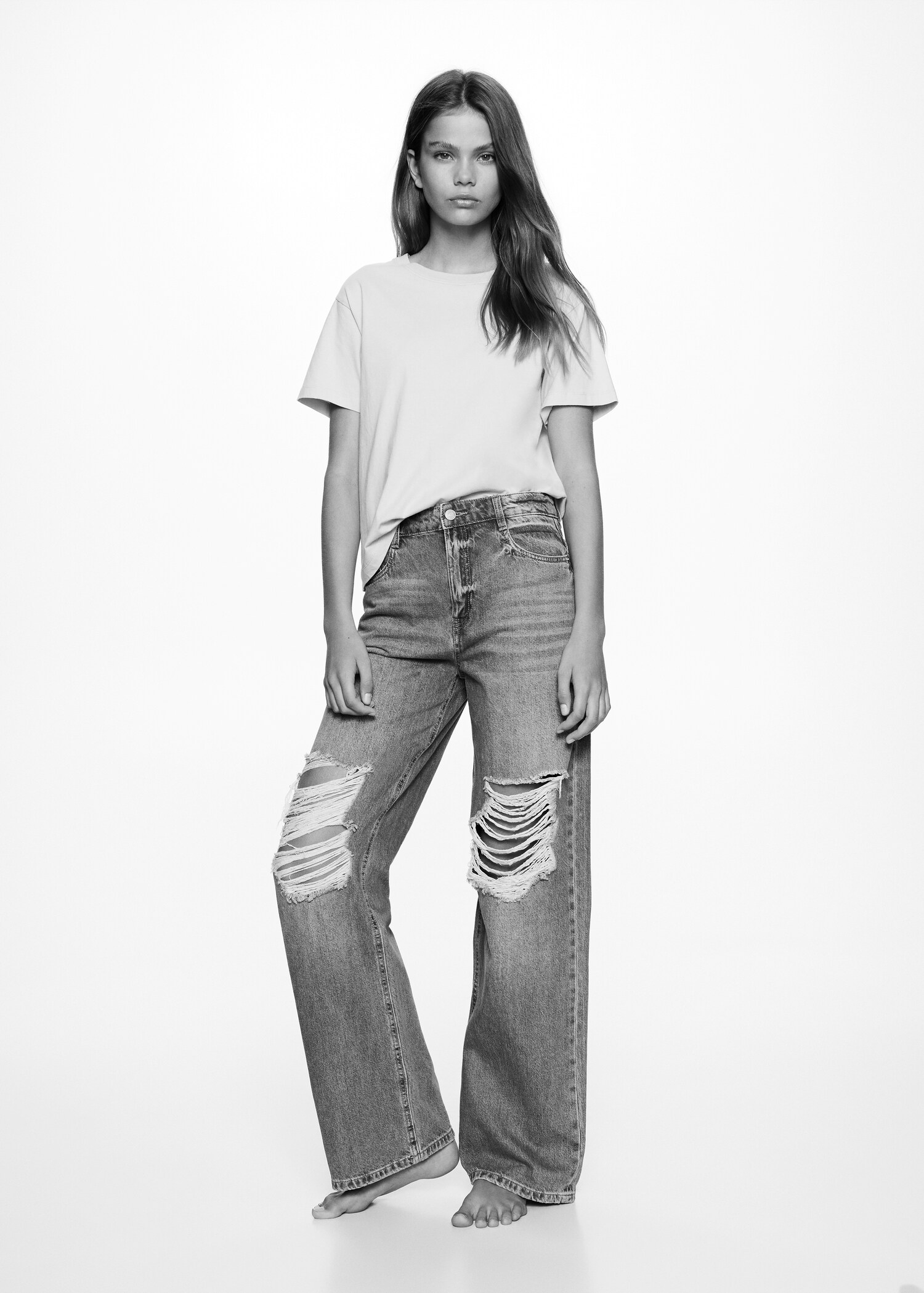 Decorative ripped wideleg jeans - General plane