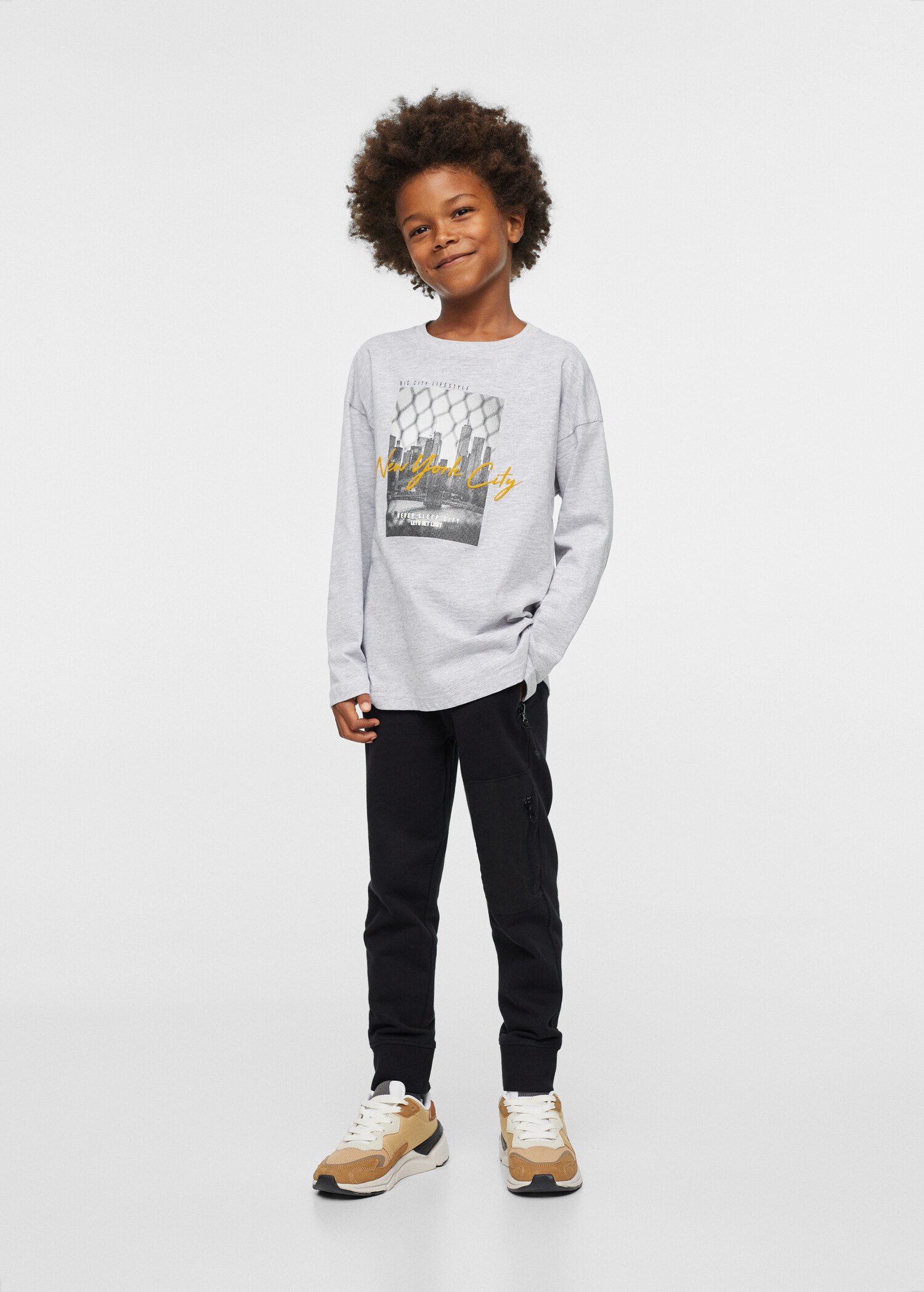 Katoenen T-shirt met print - Overzichtstekening