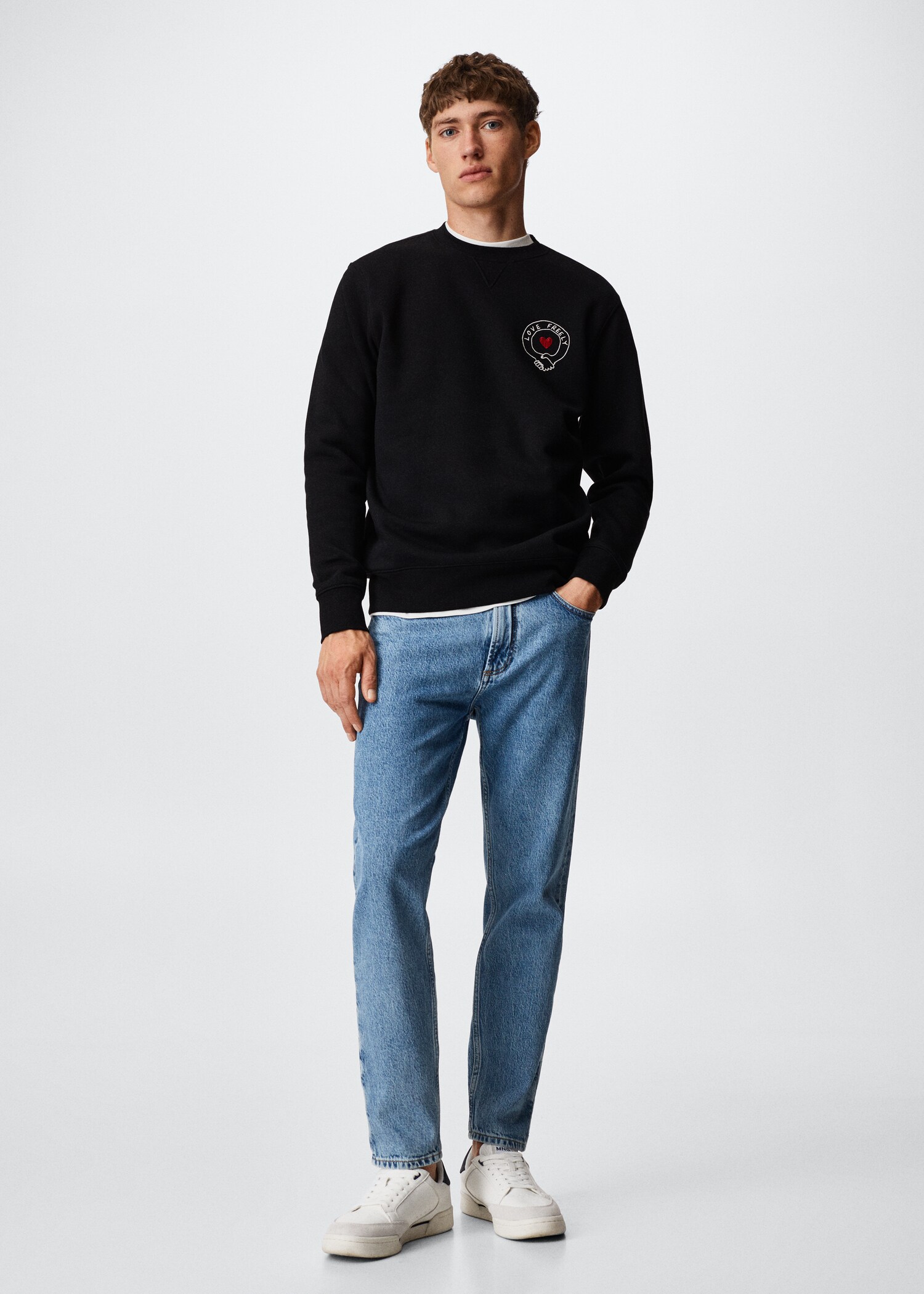 Katoenen sweatshirt met borduursel - Overzichtstekening