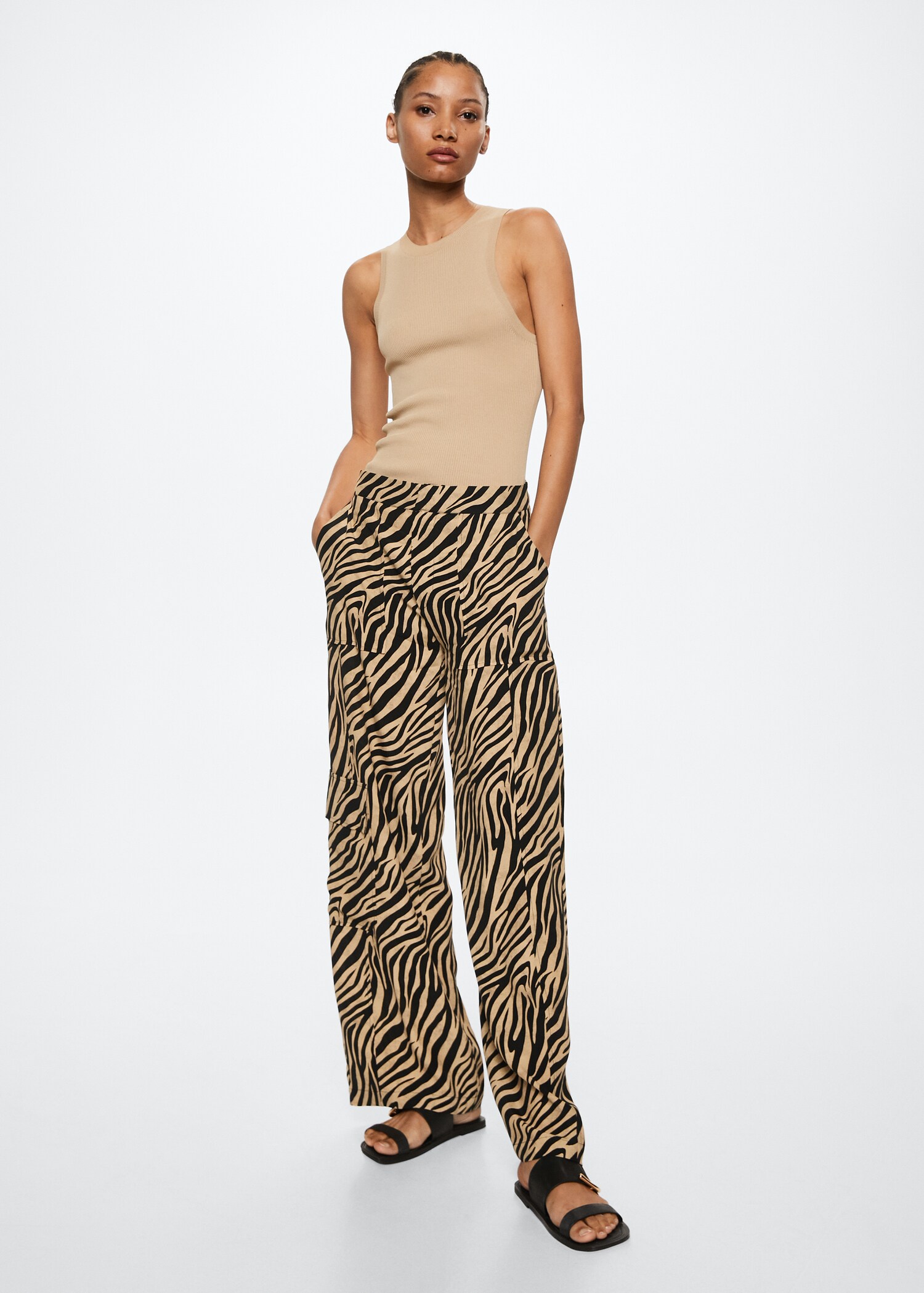 Animal print cargo trousers - General plane