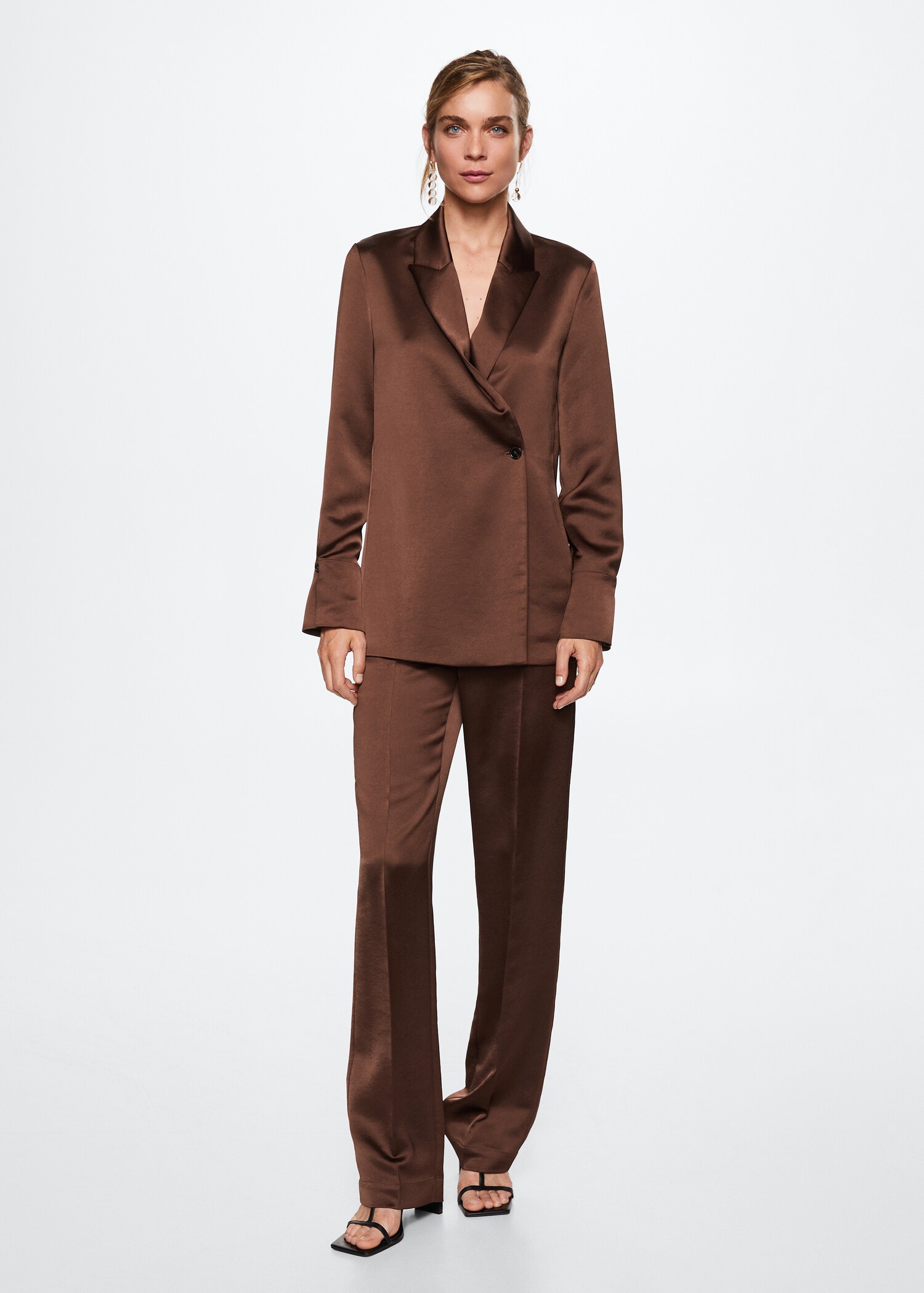 Satin double-breasted jacket - General plane