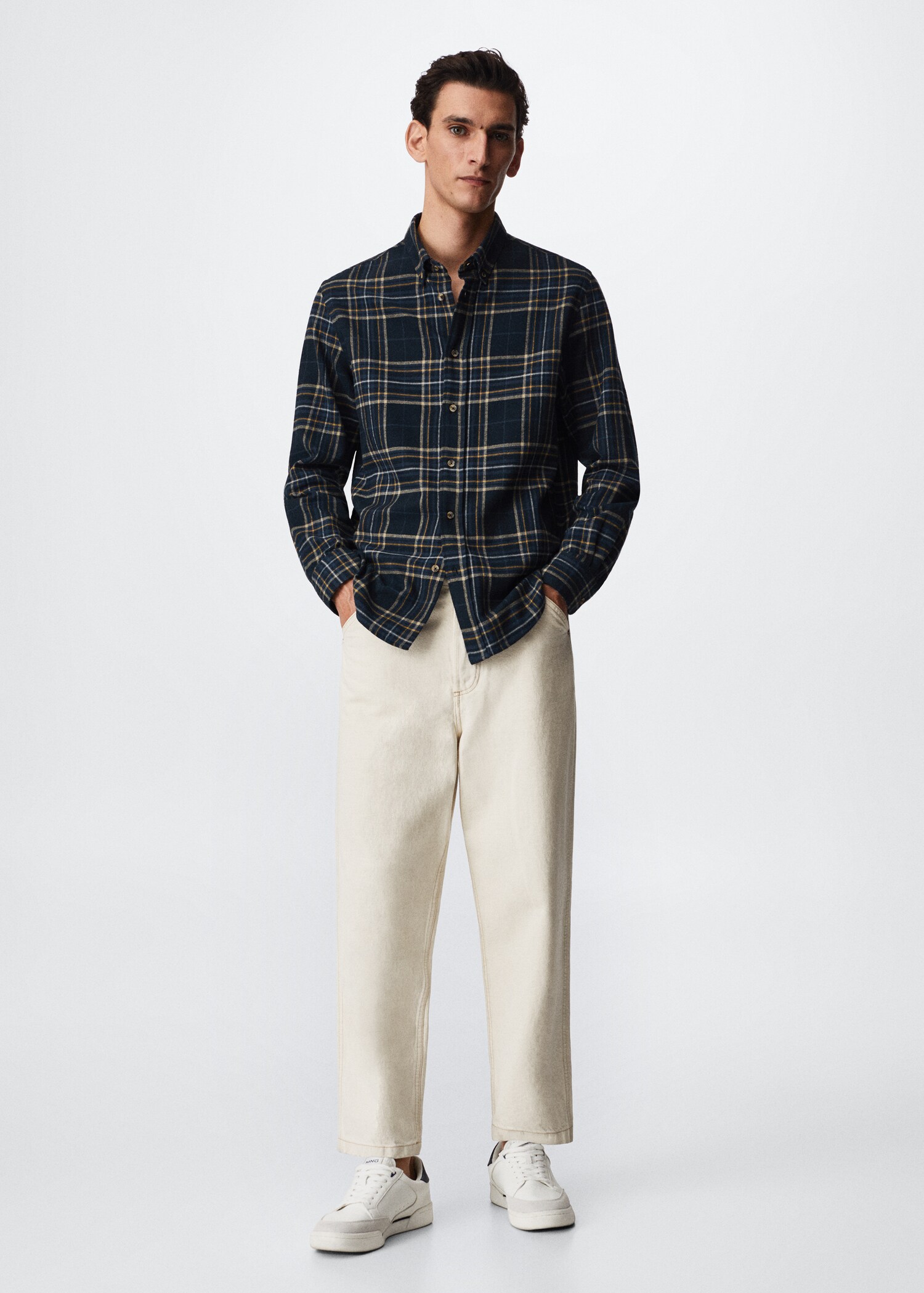 Regular fit checked flannel shirt - General plane