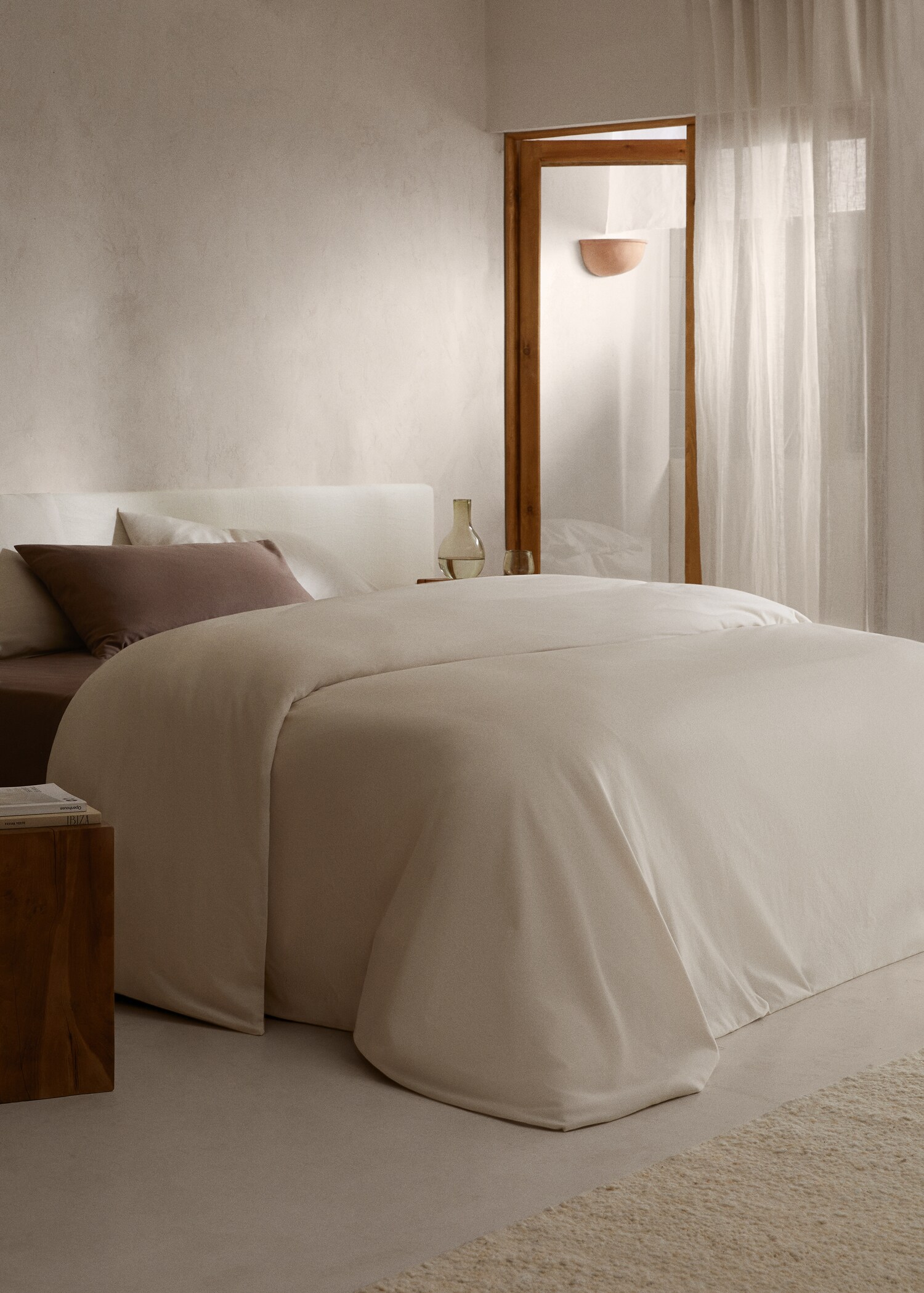 Plain flannel duvet cover Queen bed - General plane