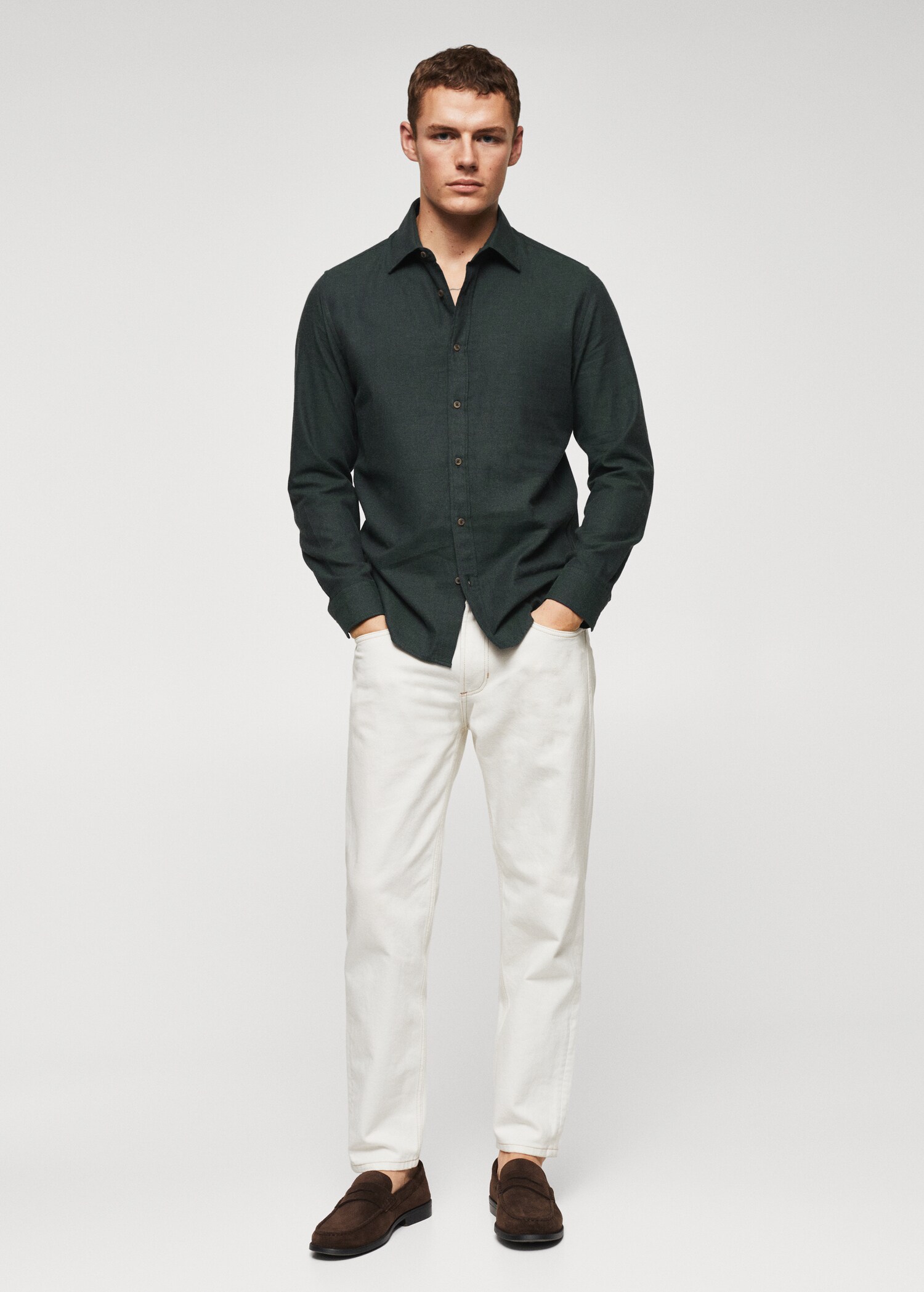 Slim-fit textured cotton shirt - General plane