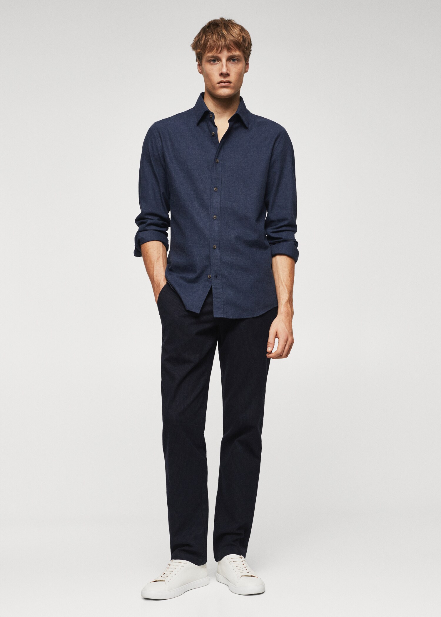 Slim-fit textured cotton shirt - General plane