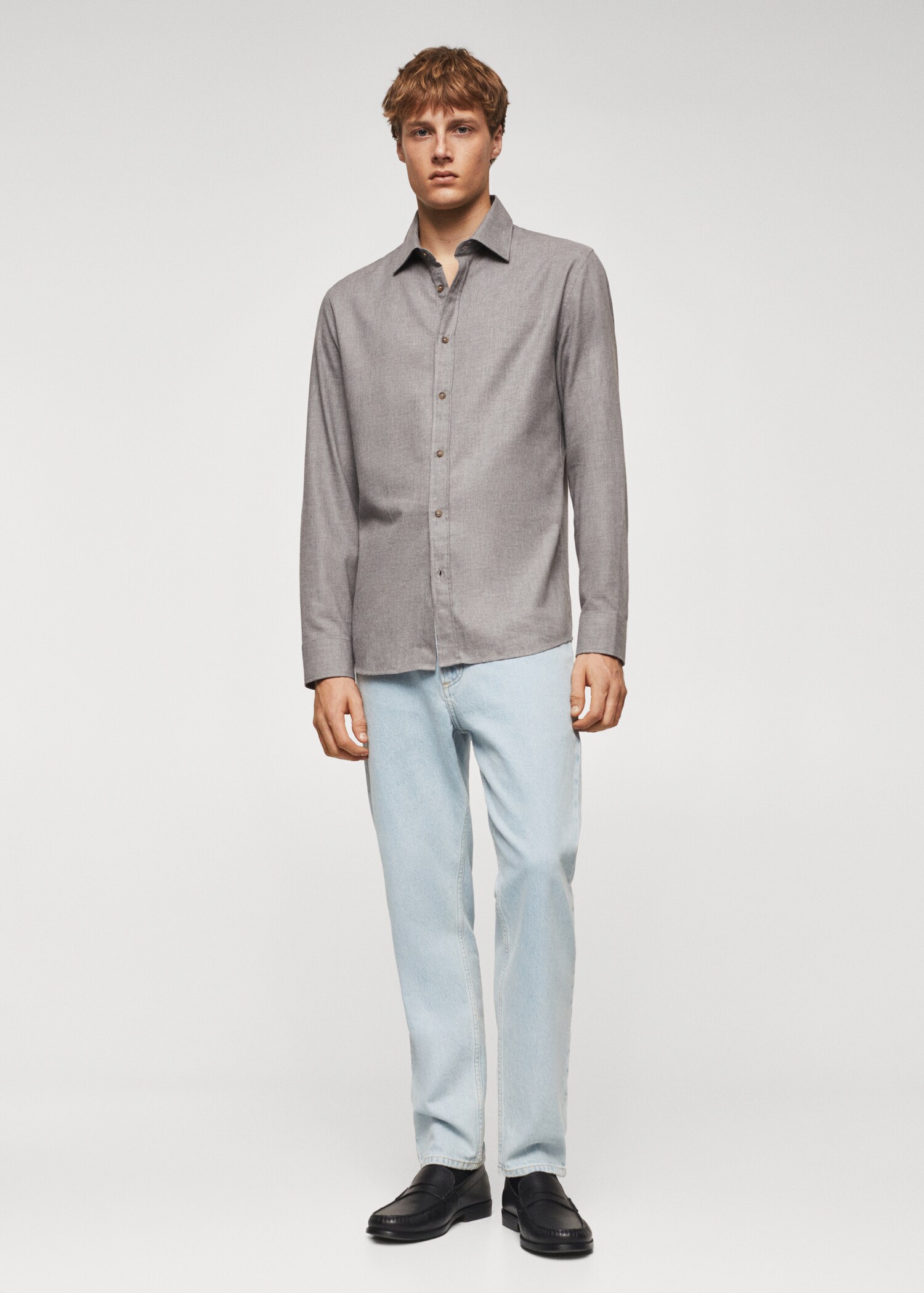 Slim-fit textured cotton shirt - General plane