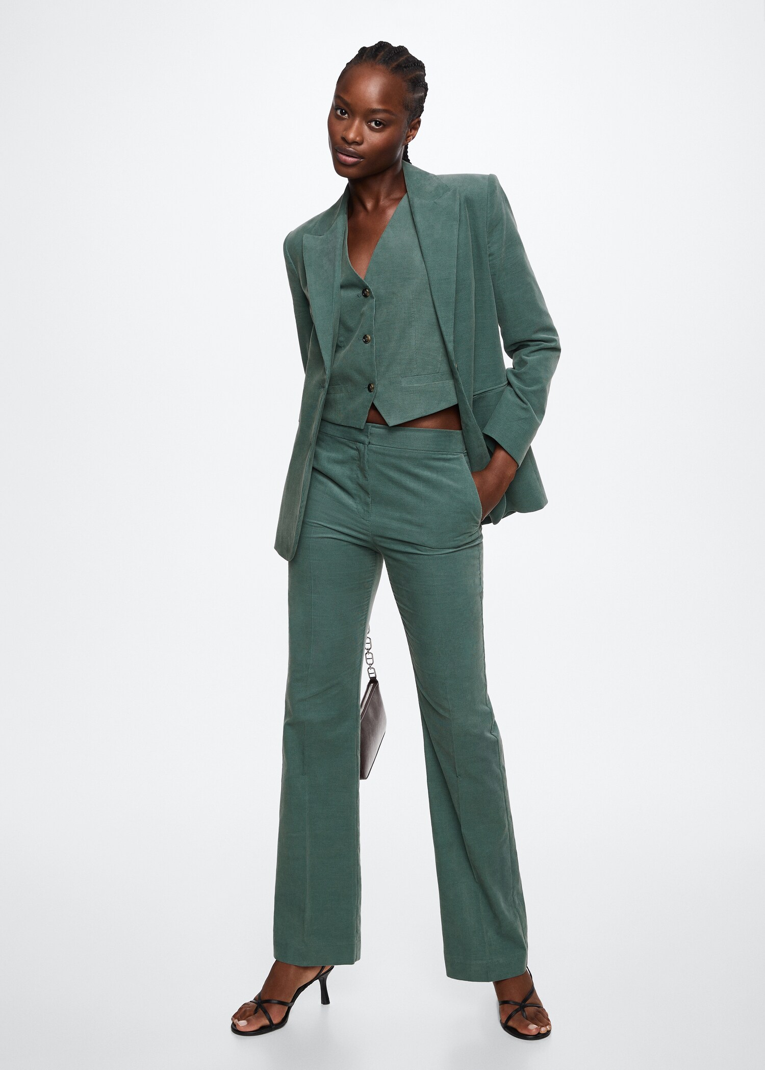 Blazer estruturado de microbombazina - Plano geral