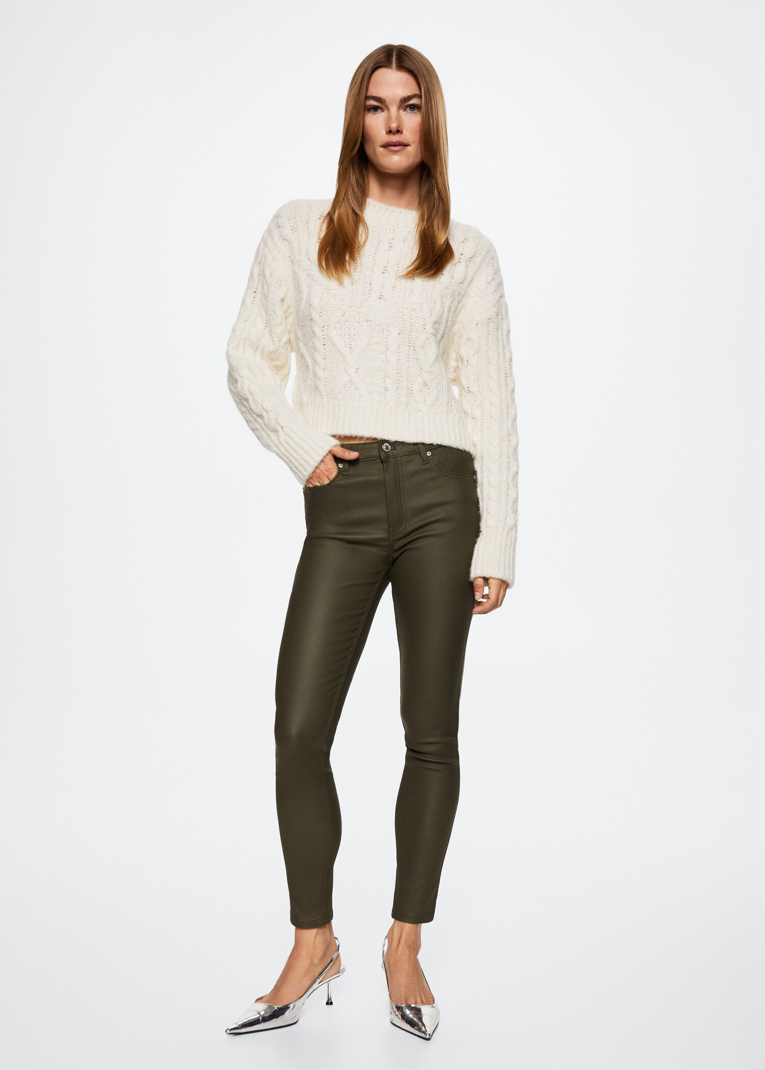 Coated Isa crop skinny jeans - General plane