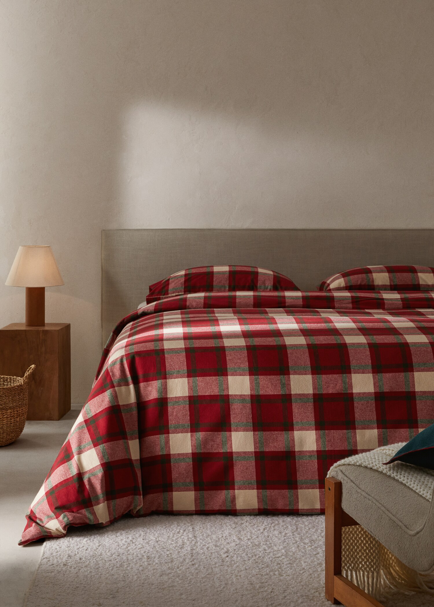 Check flannel duvet cover superking bed - General plane