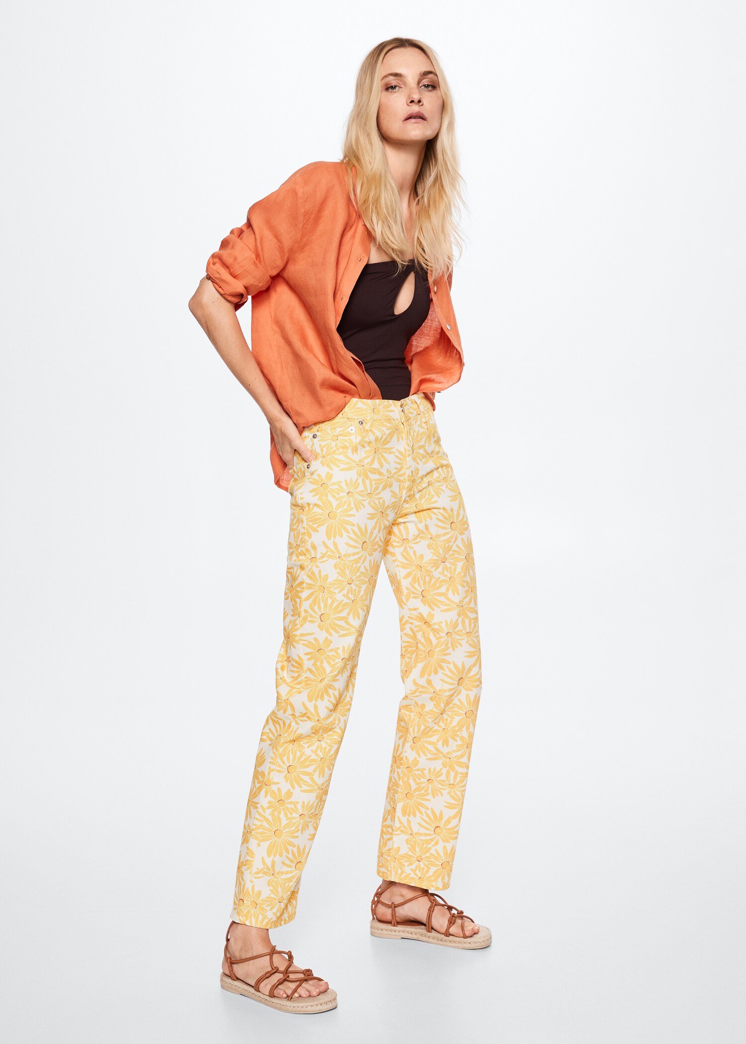 Printed straight jeans - General plane