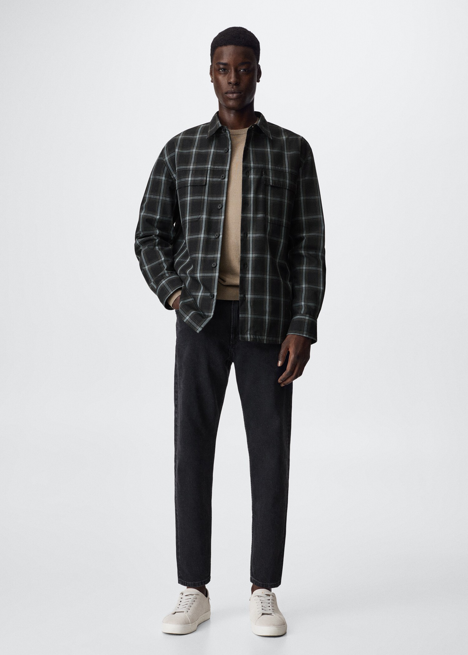 Check overshirt with pockets - General plane