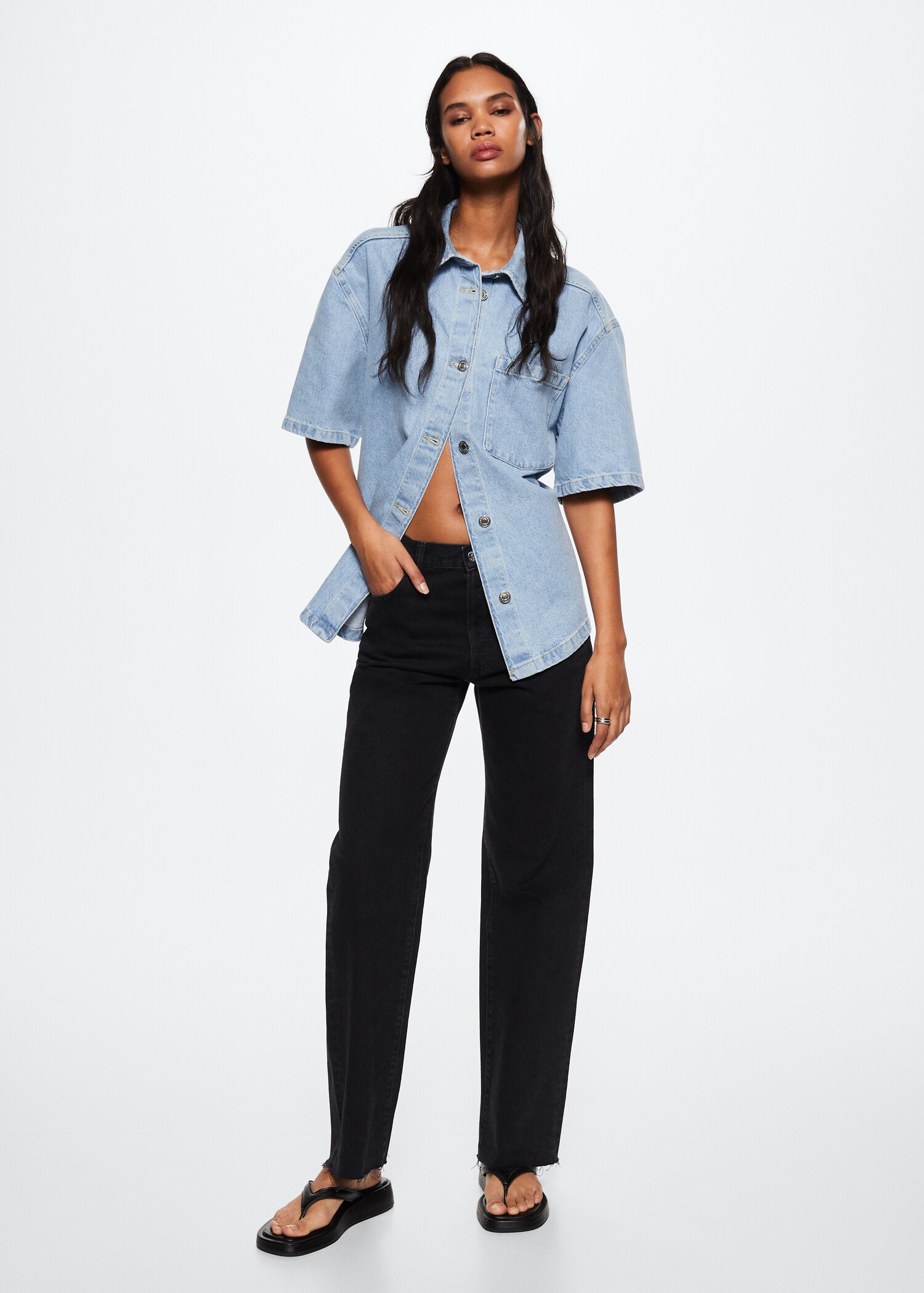 Jeans wideleg tiro alto - Plano general