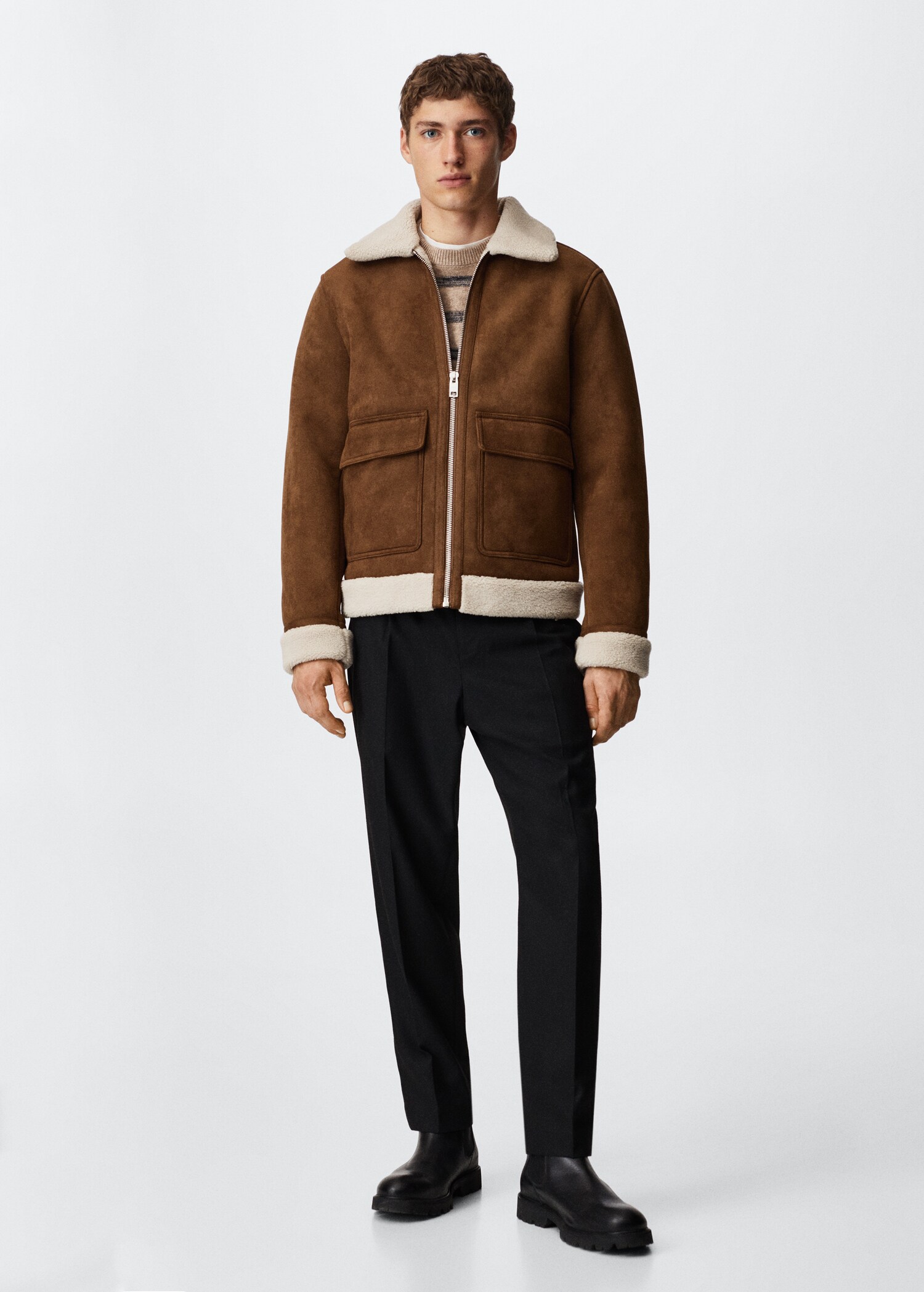 Pilotenjacke mit Kunstshearling - Allgemeine Ansicht