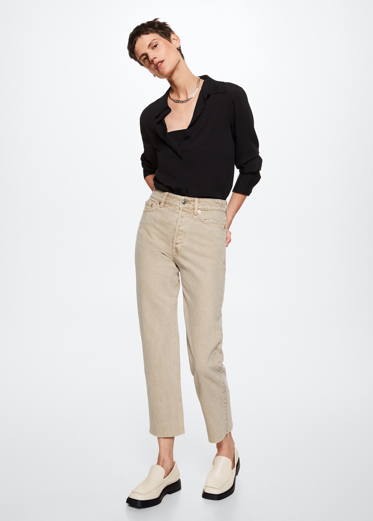 Raka jeans hög midja crop - Allmän bild