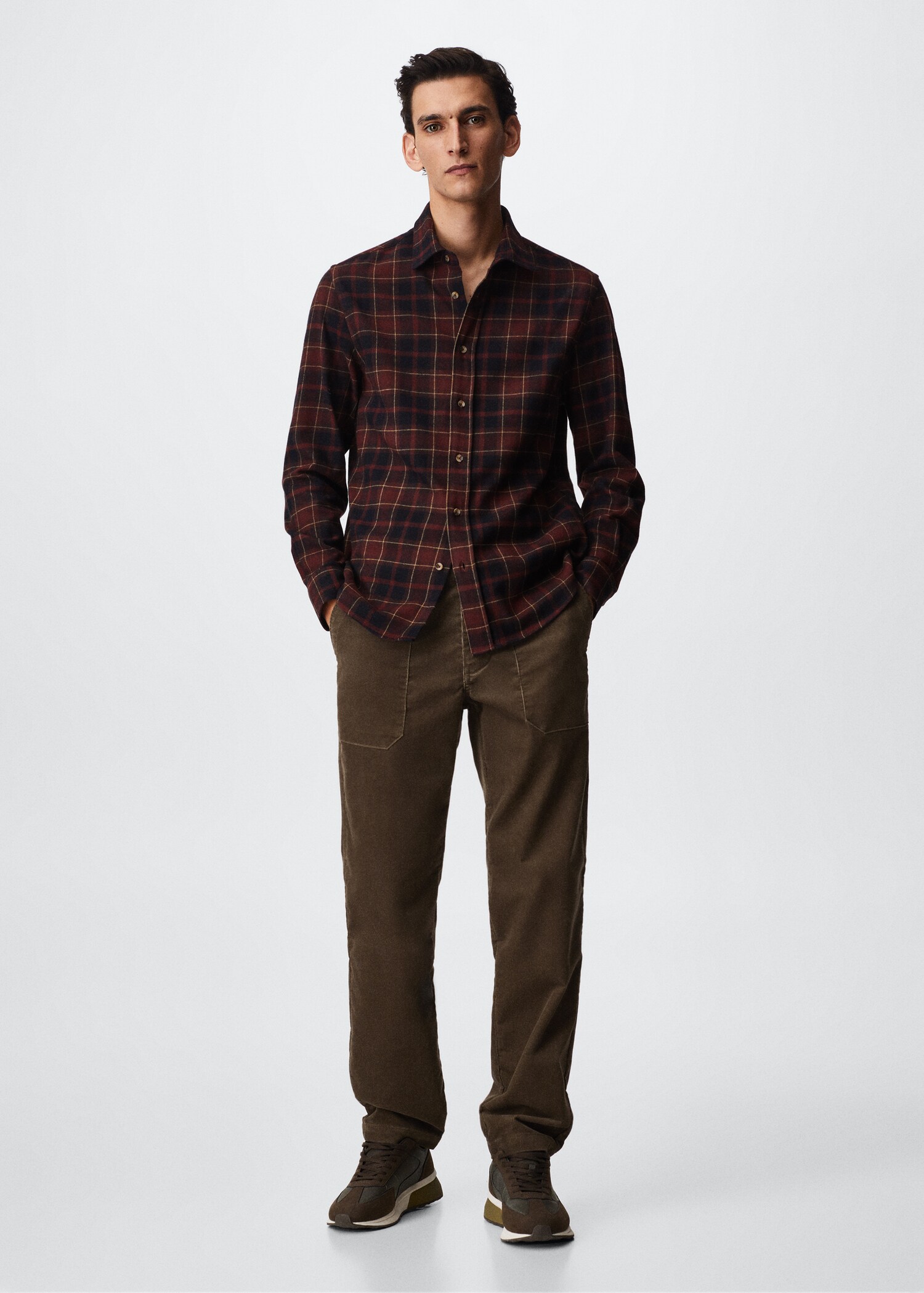 Regular fit checked flannel shirt - General plane
