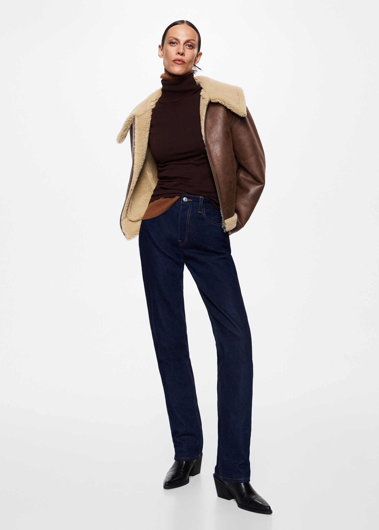 Shearling collar jacket - Woman | MANGO OUTLET United Kingdom