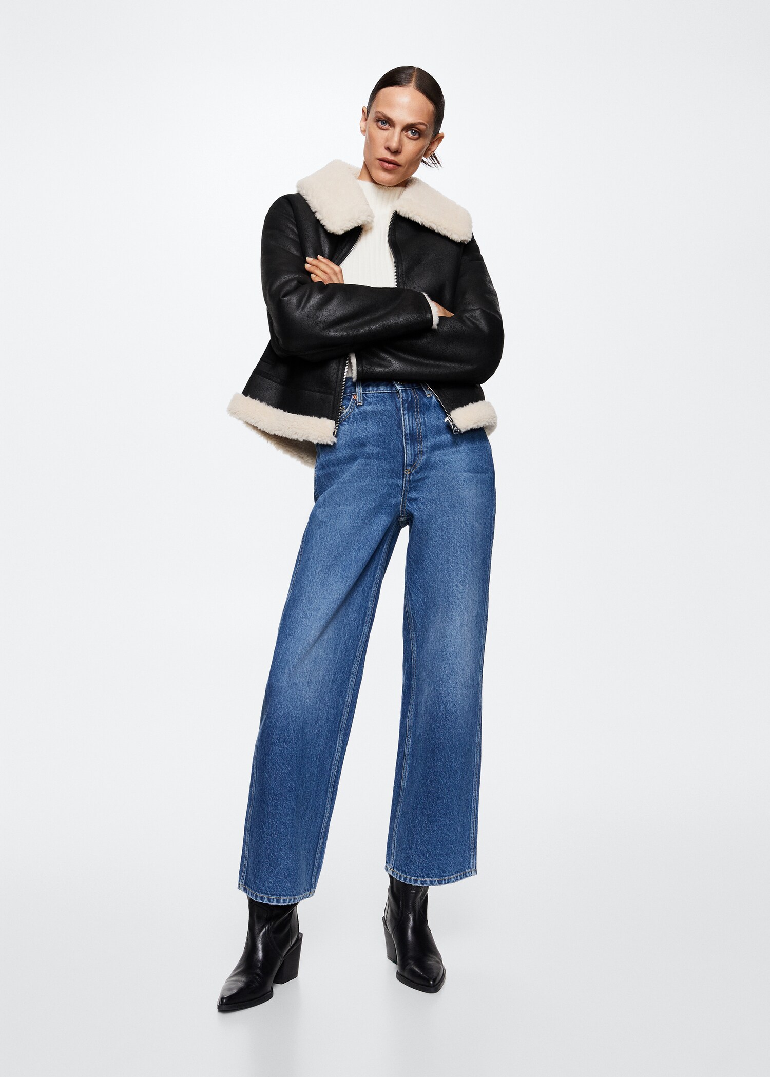 Shearling collar jacket - Woman | MANGO OUTLET USA