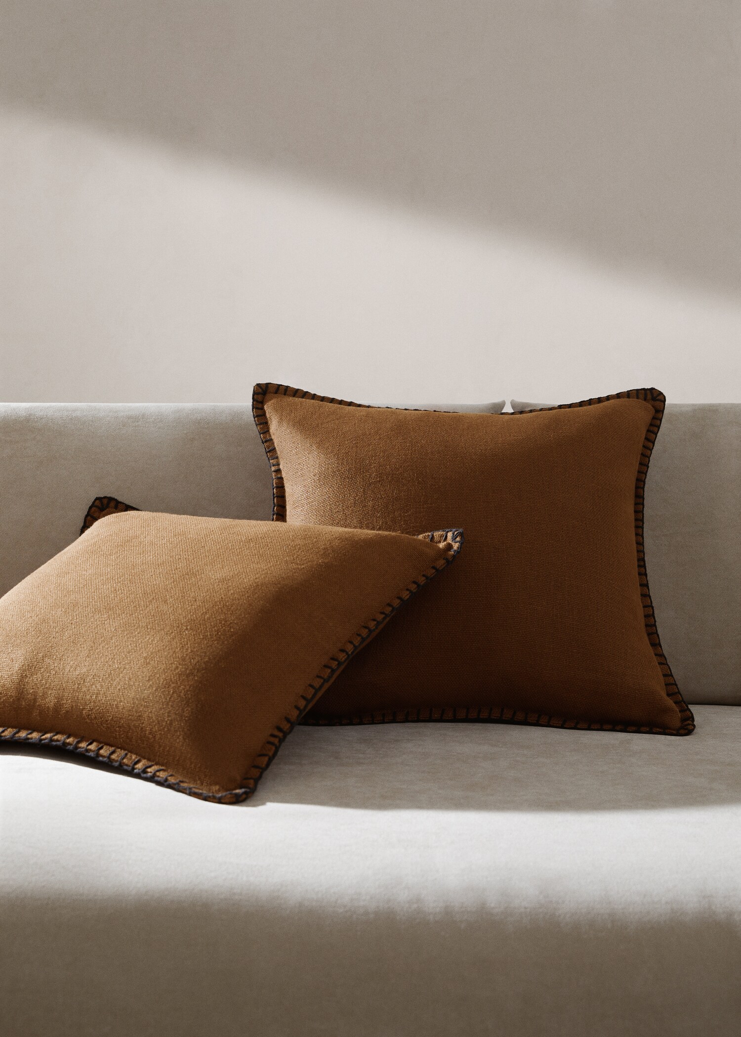 Housse de coussin lin surpiqûres 45x45 cm - Plan général