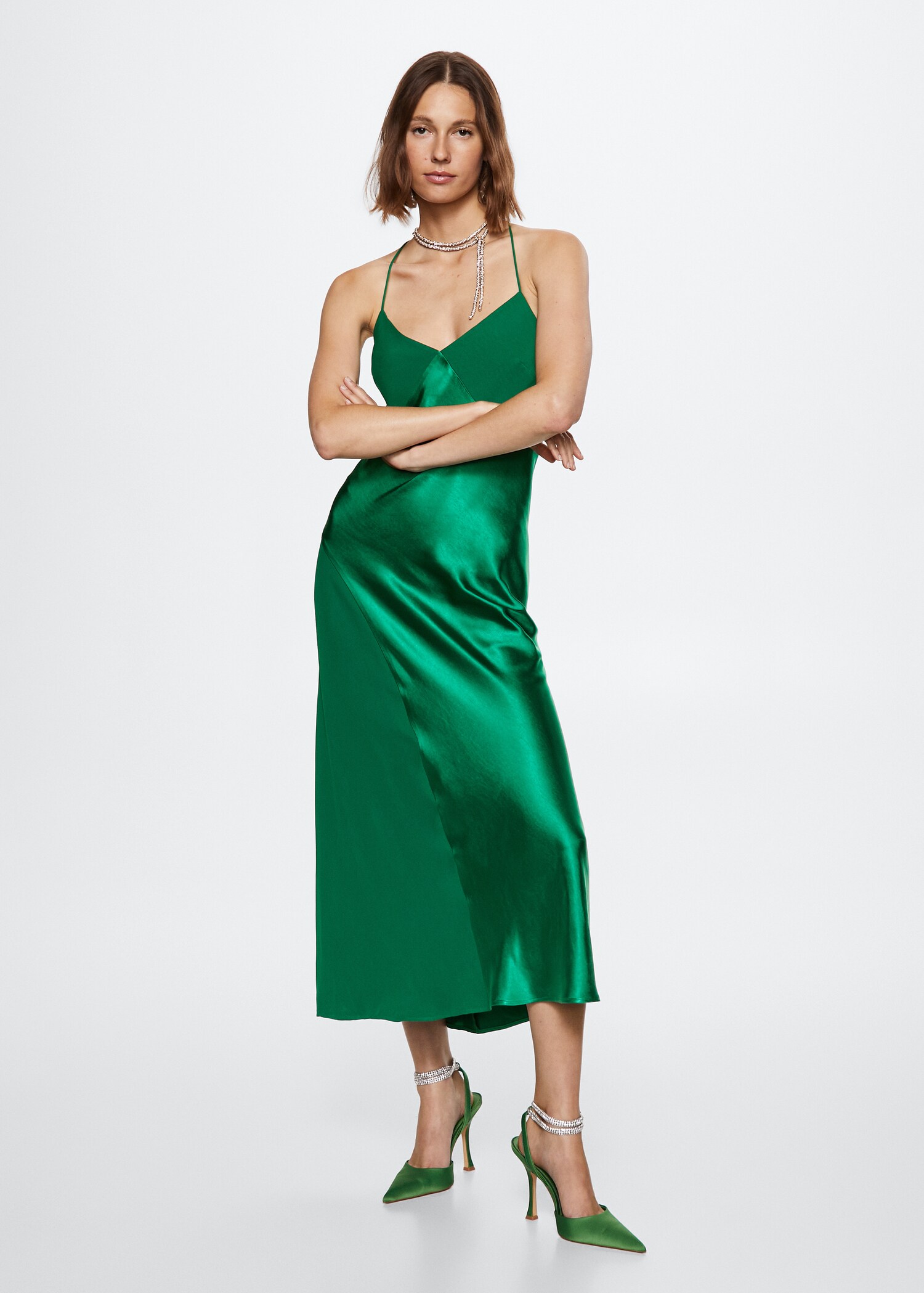 Vestido panel satinado - Plano general
