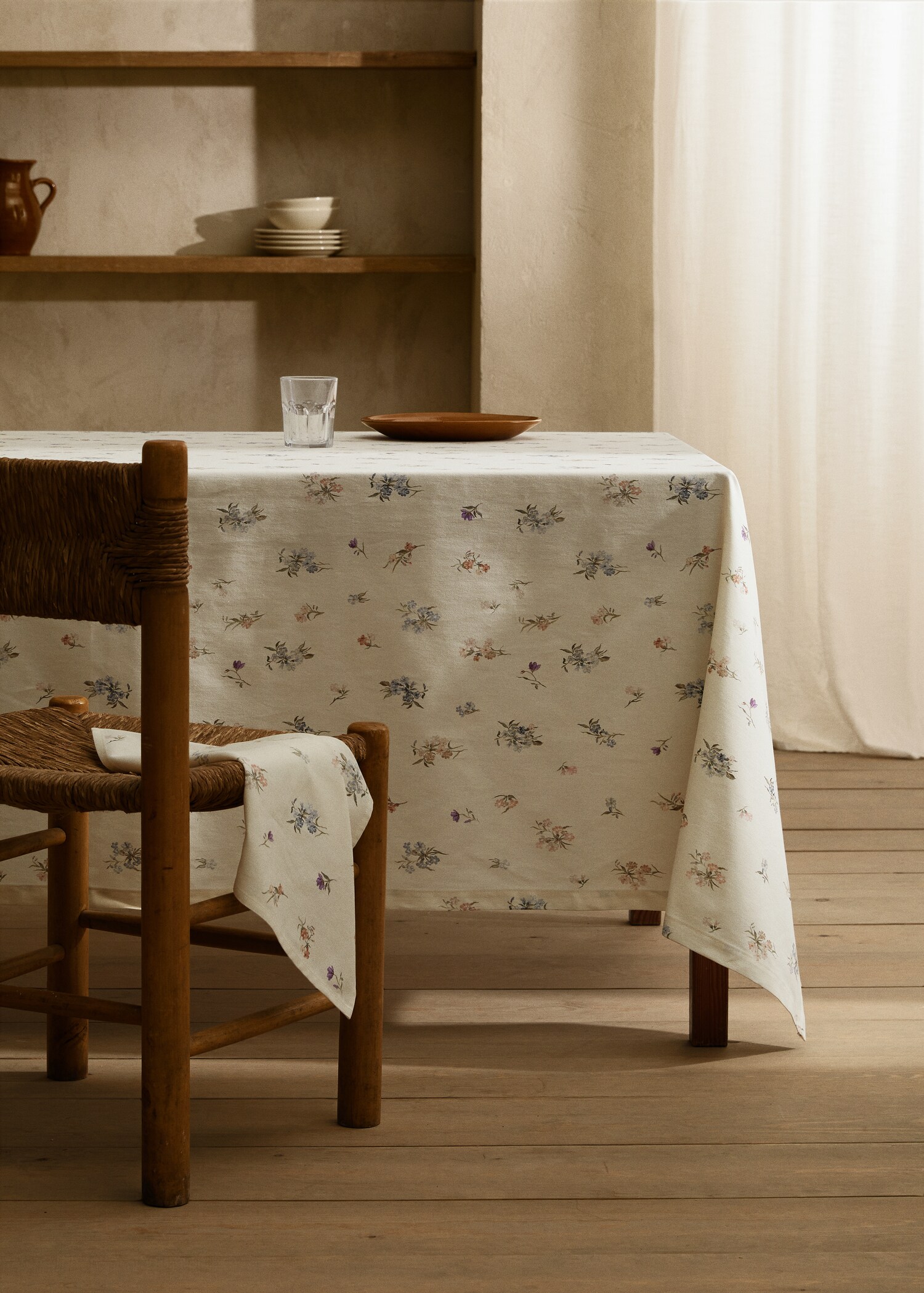Baumwolltischdecke mit Blumenmuster 150 x 150 cm - Allgemeine Ansicht