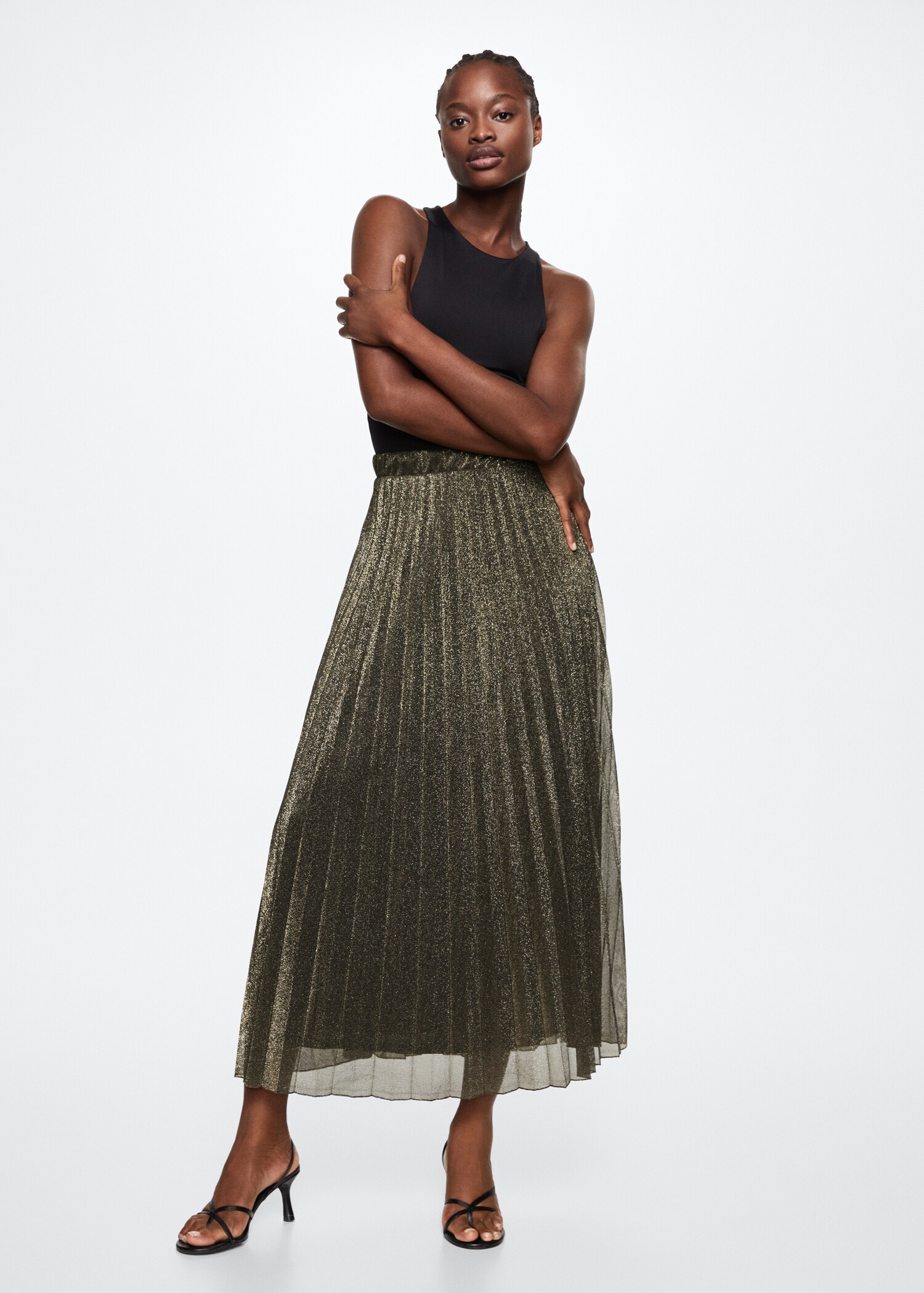 Shiny pleated skirt - General plane