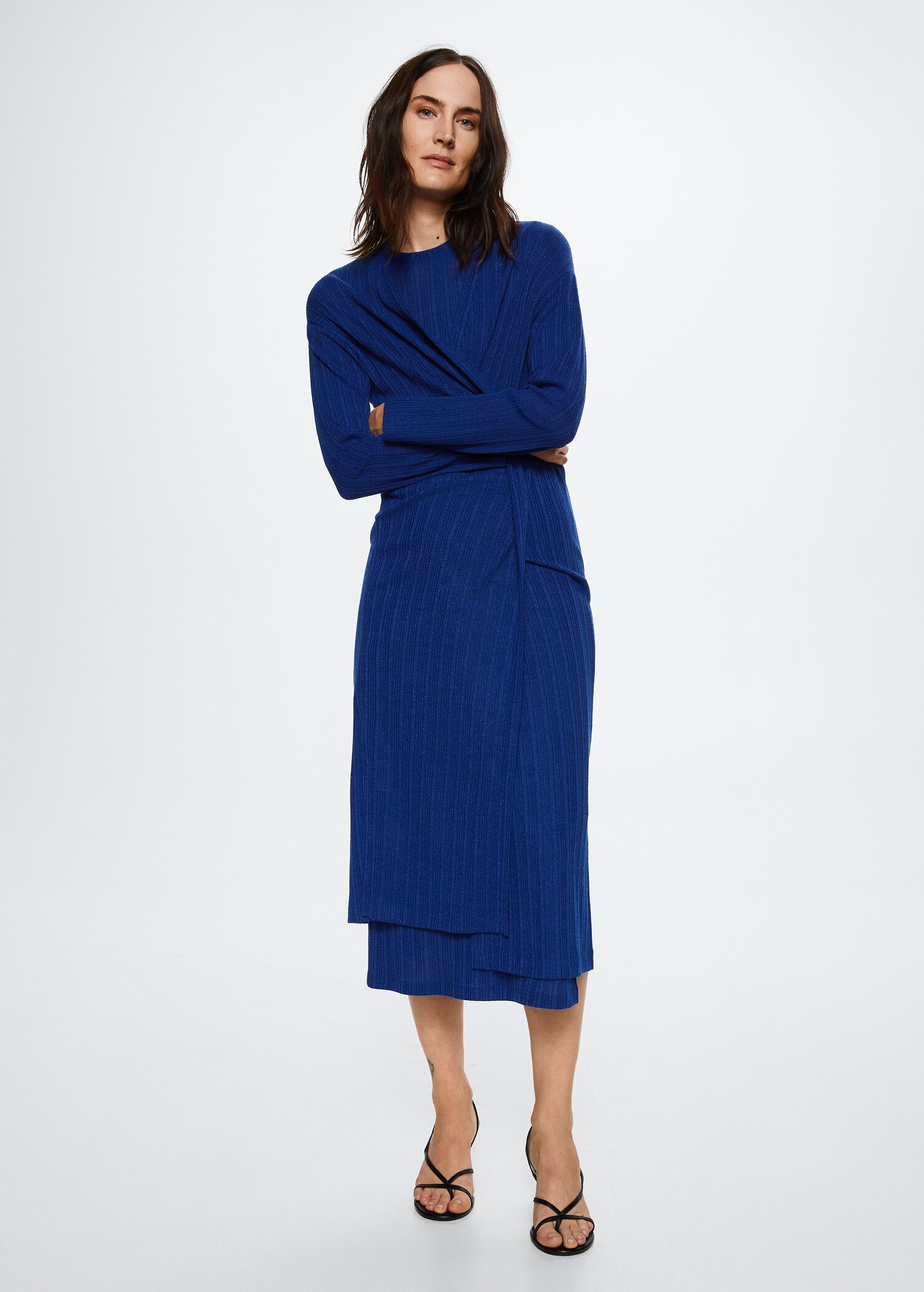 Ribbed long cardigan - General plane