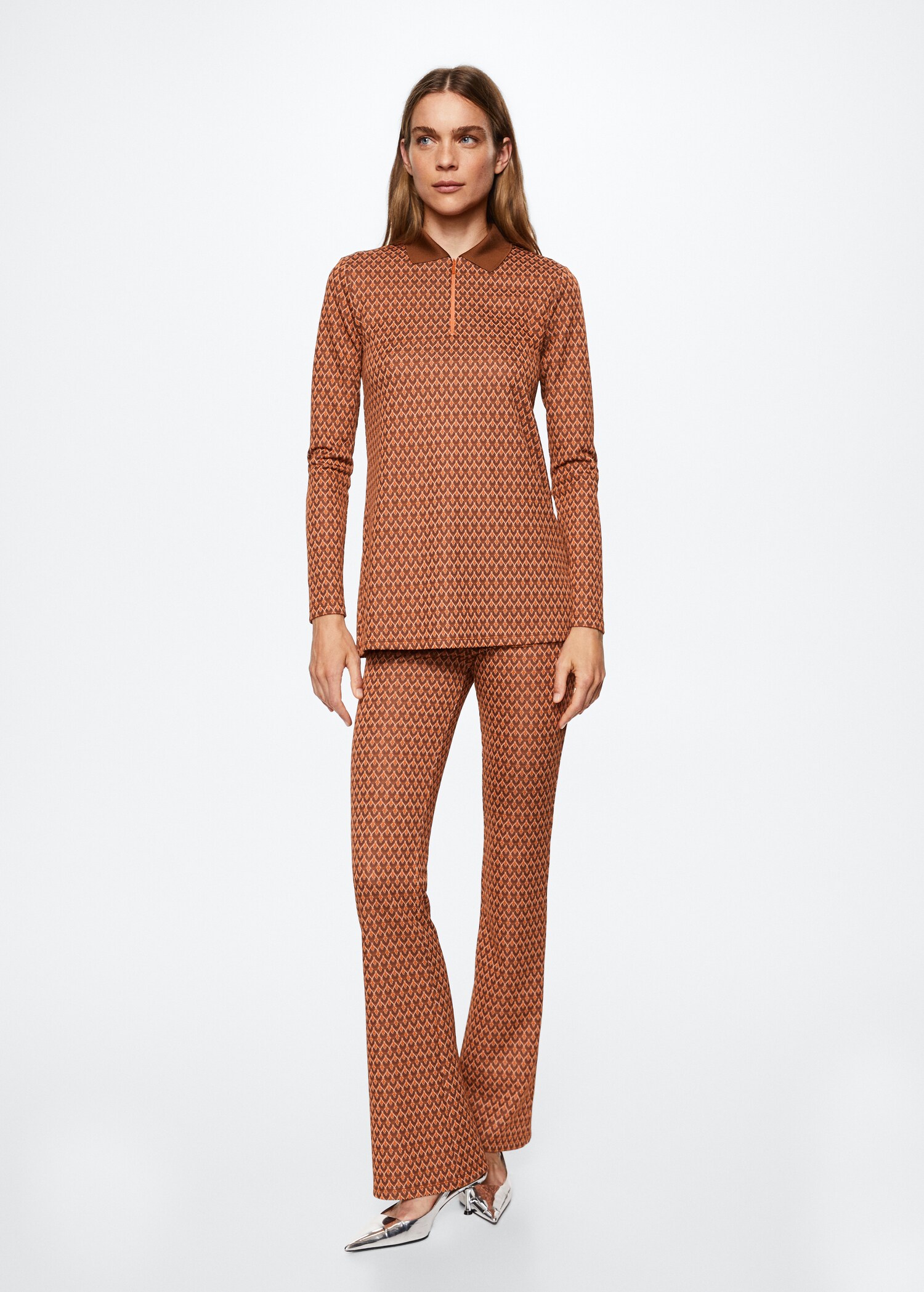 Printed flared trousers - General plane