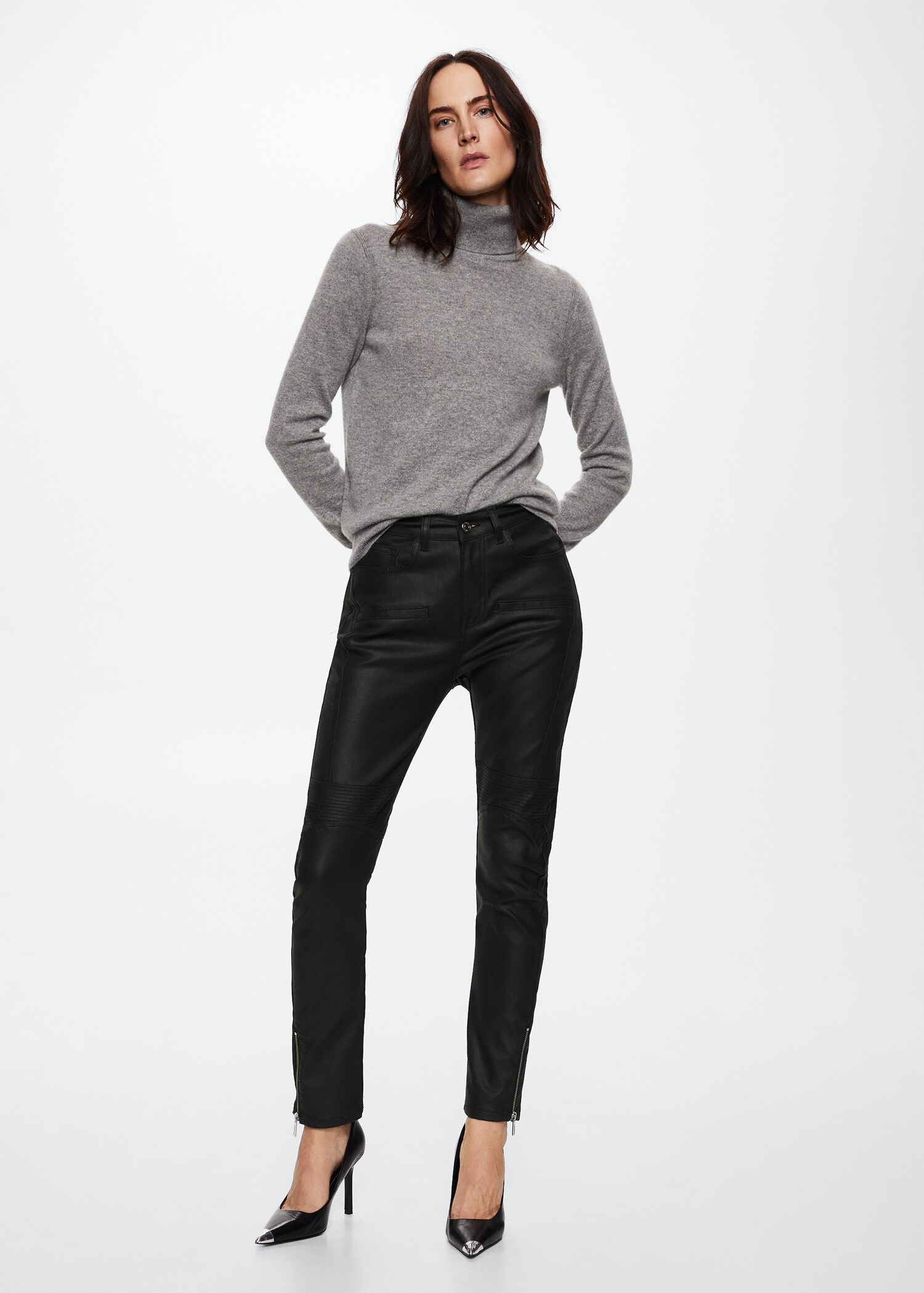 Waxed skinny biker jeans - General plane