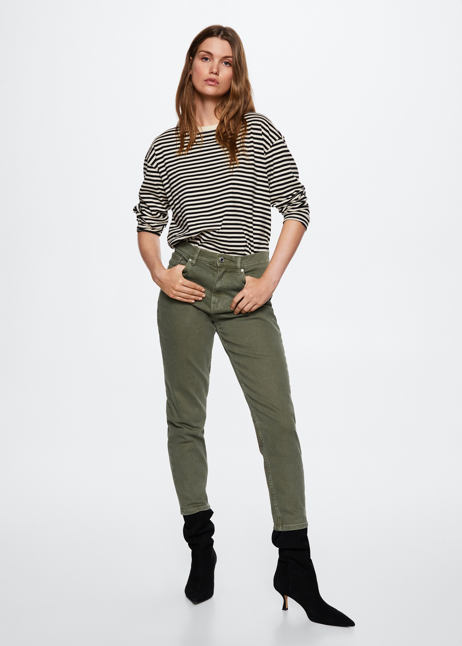 Comfort mom jeans met hoge taille - Overzichtstekening