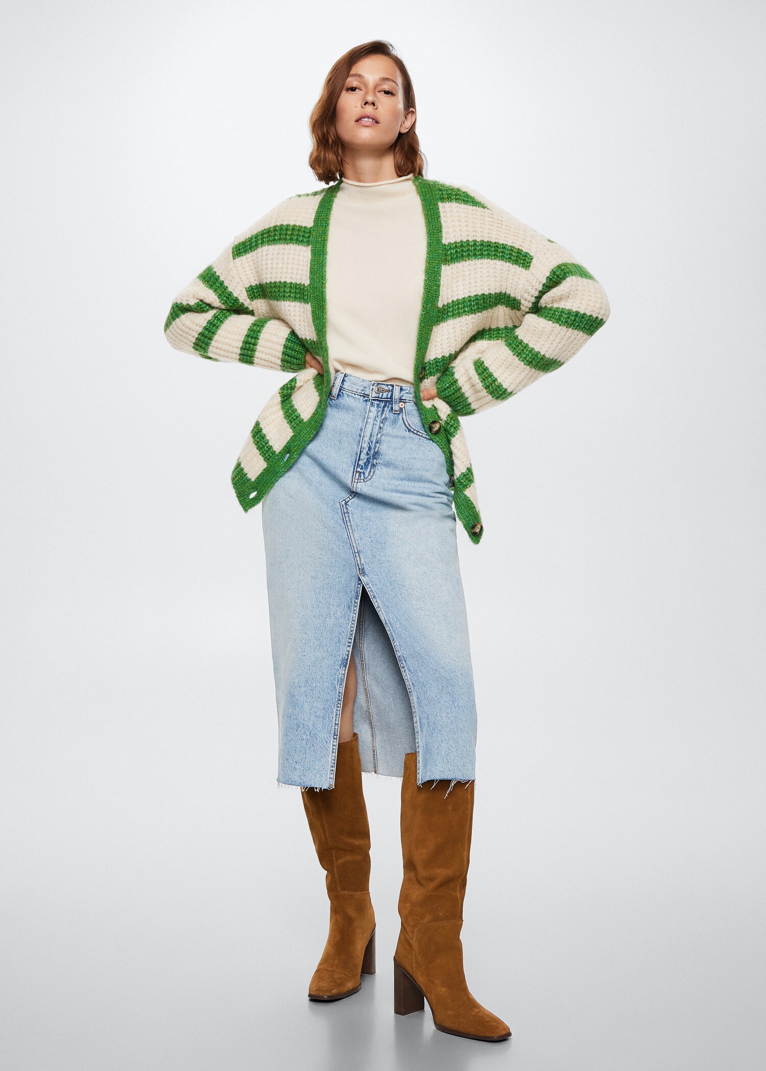 Cardigan rayures boutons - Plan général