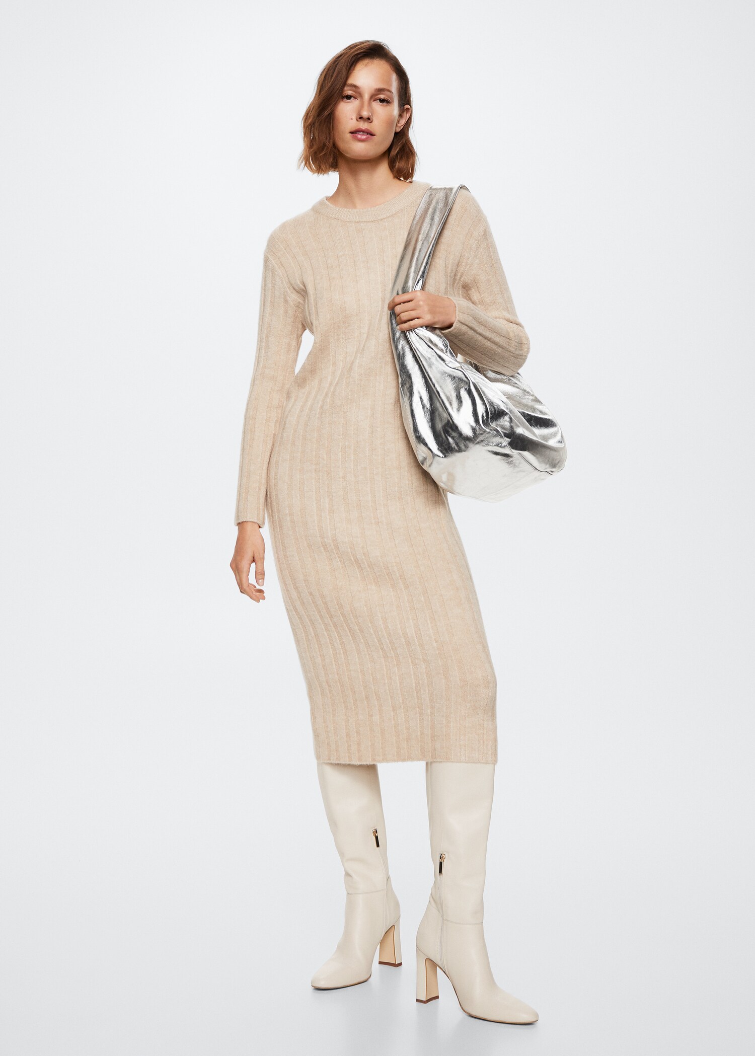 Ribbed midi dress - General plane