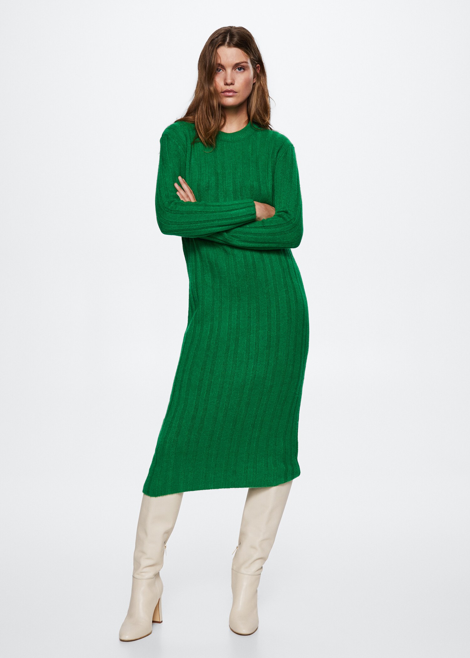 Ribbed midi dress - General plane