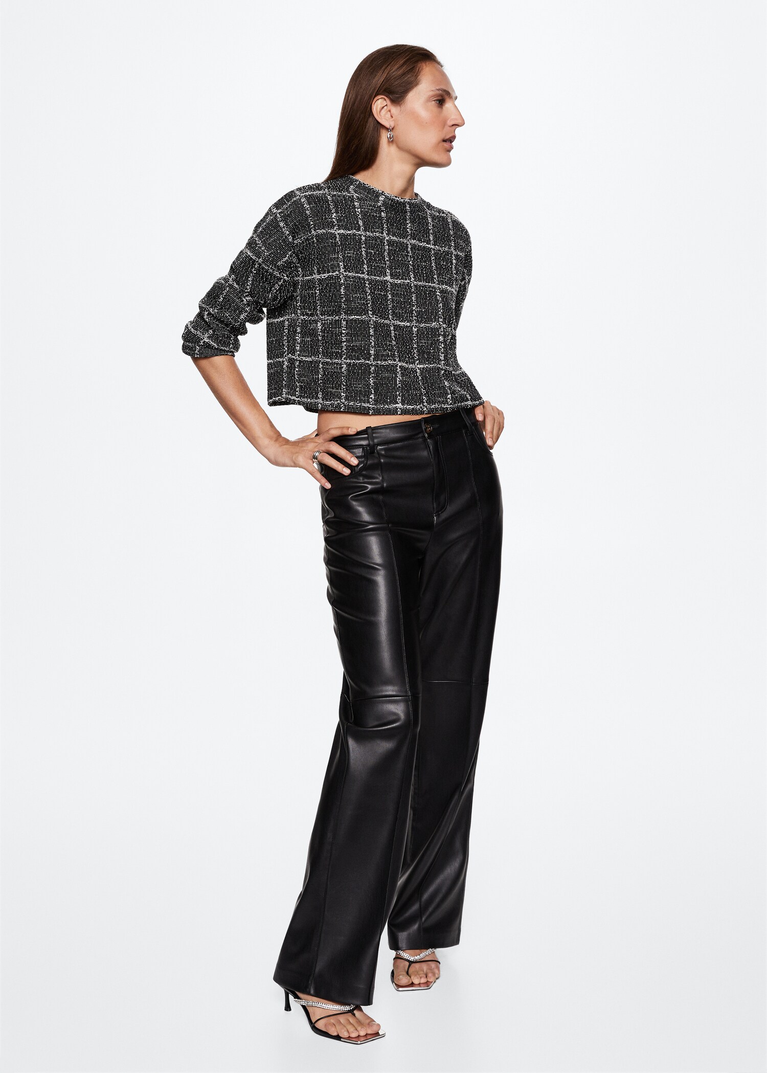 Check cropped sweater - General plane