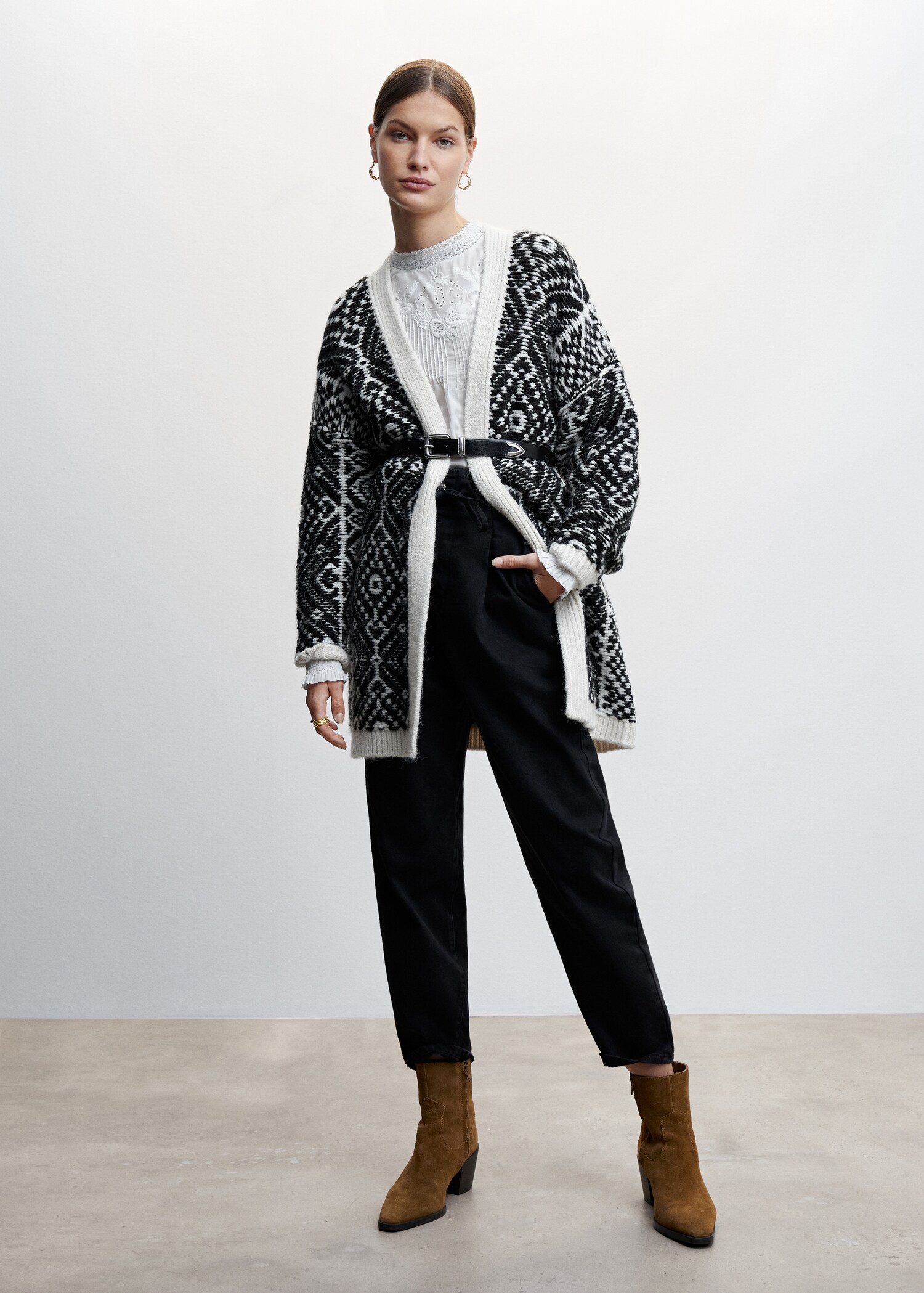 Cardigan estampado de malha invertida - Plano geral