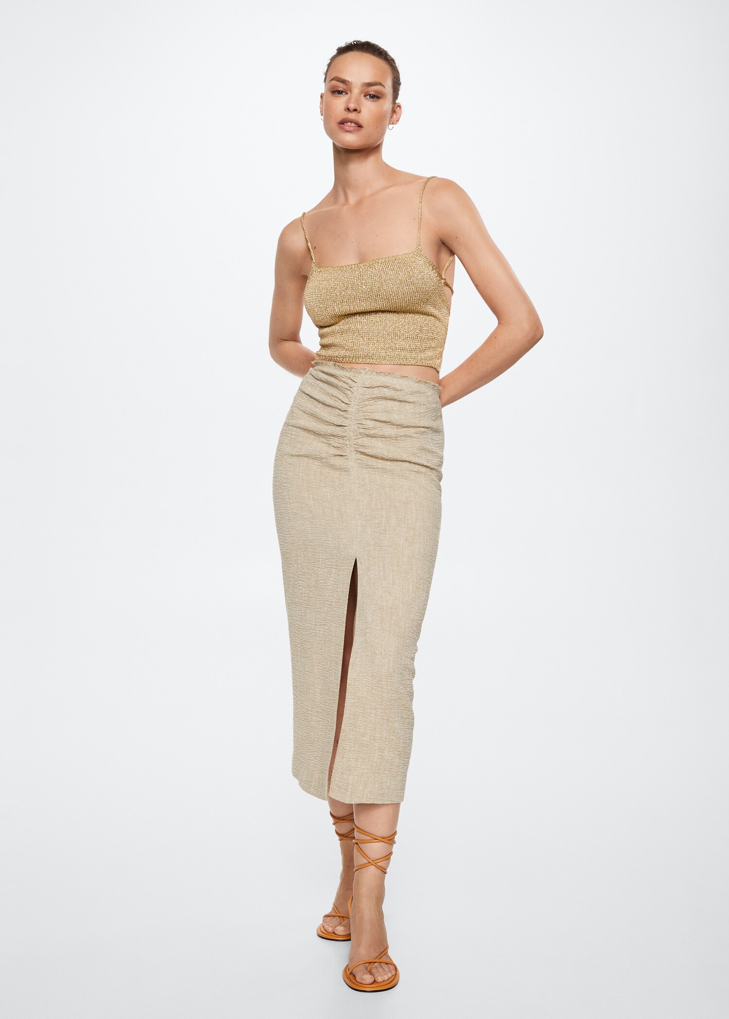Linen pleated skirt - General plane