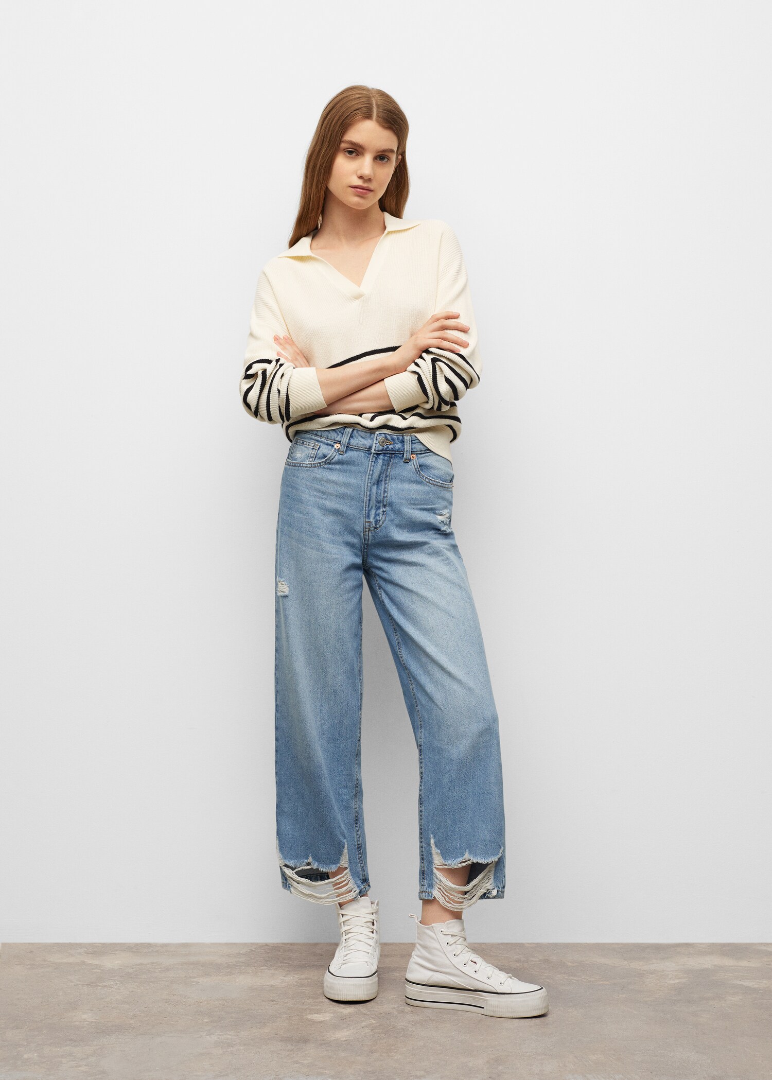 Frayed hem straight jeans - General plane