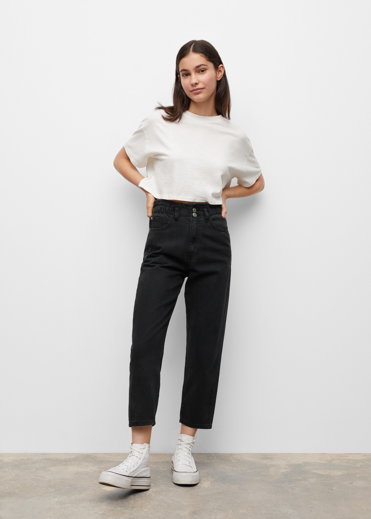 Cropped paperbag jeans - General plane