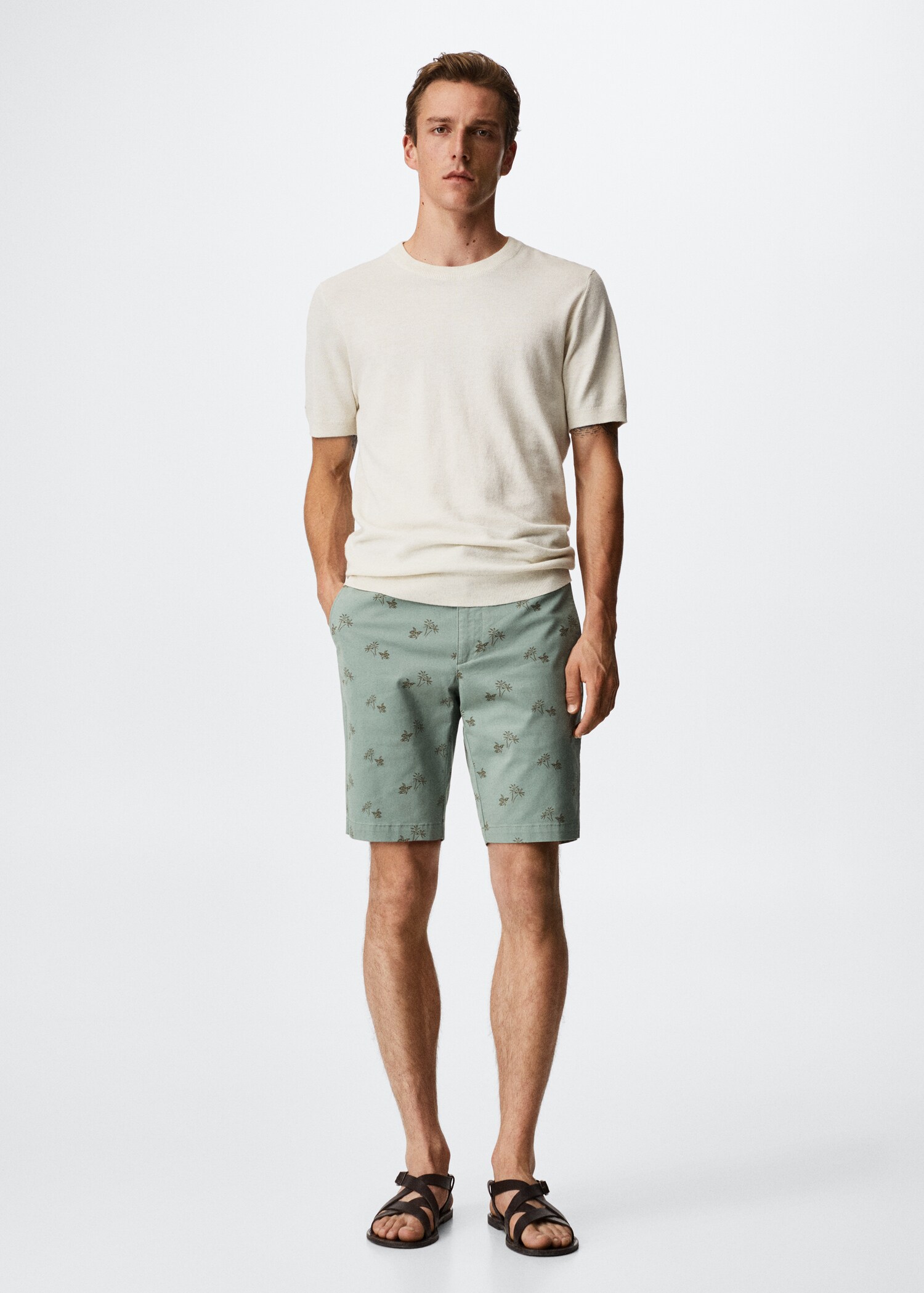 Printed cotton bermuda shorts - General plane
