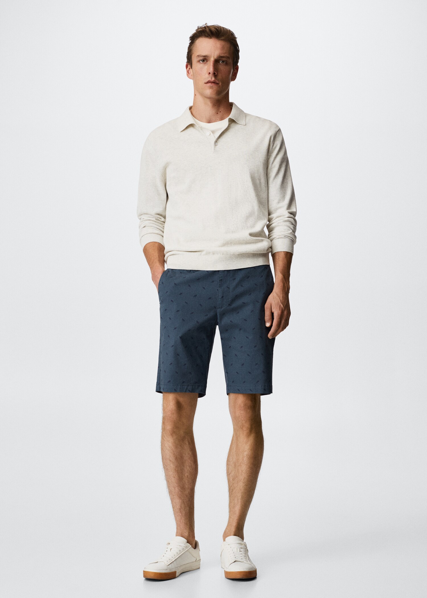 Printed cotton bermuda shorts - General plane