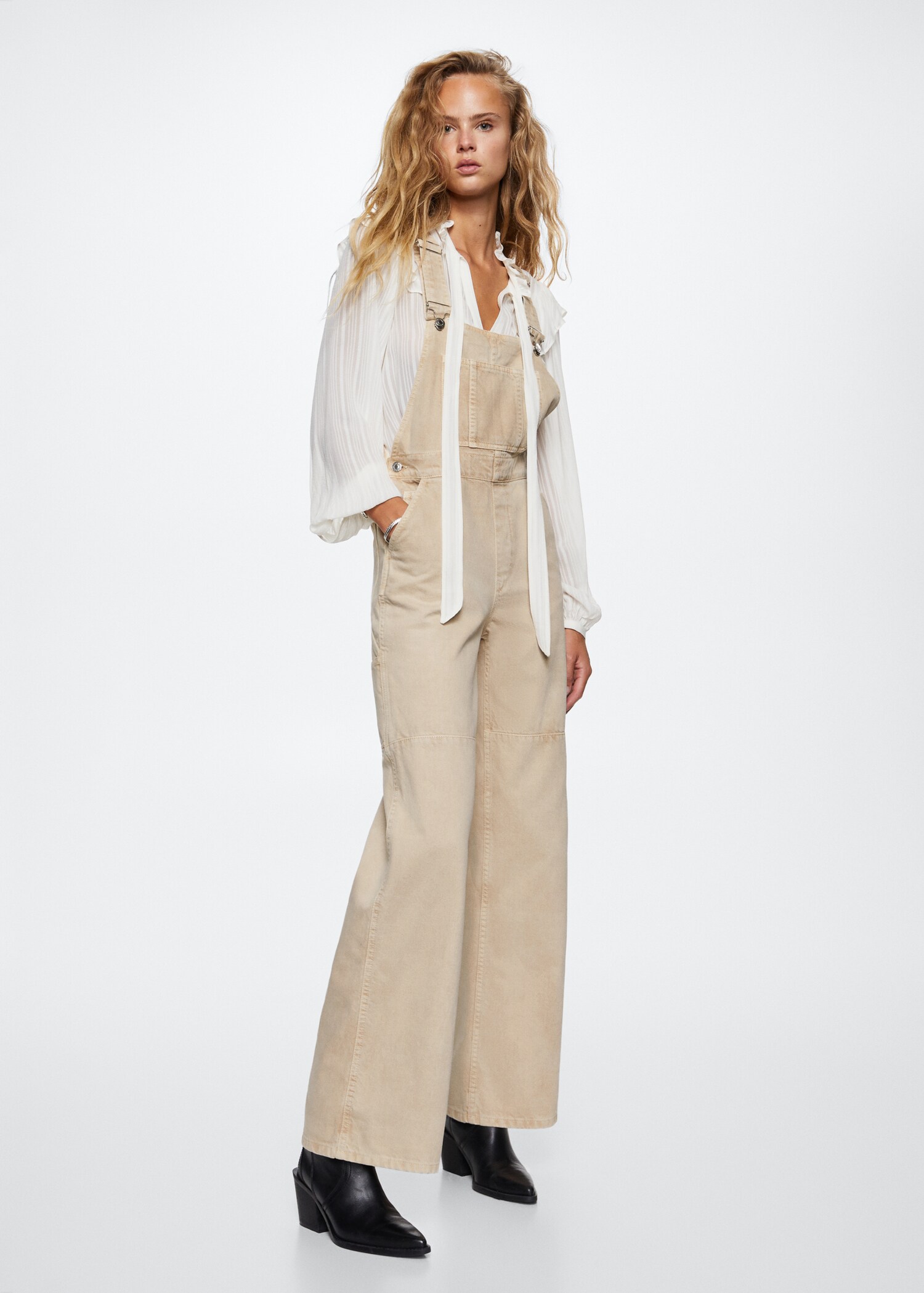 Long denim dungarees - General plane