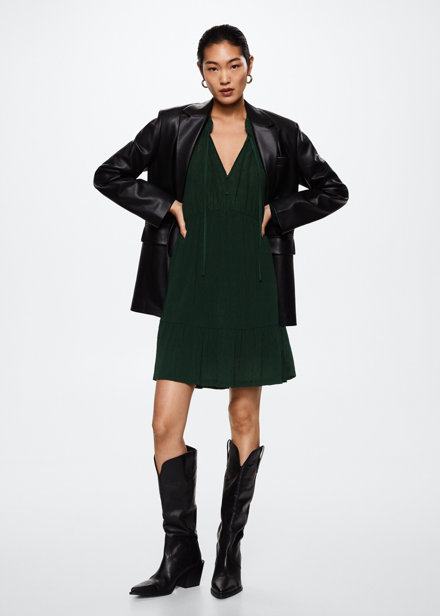 Textured short dress - General plane