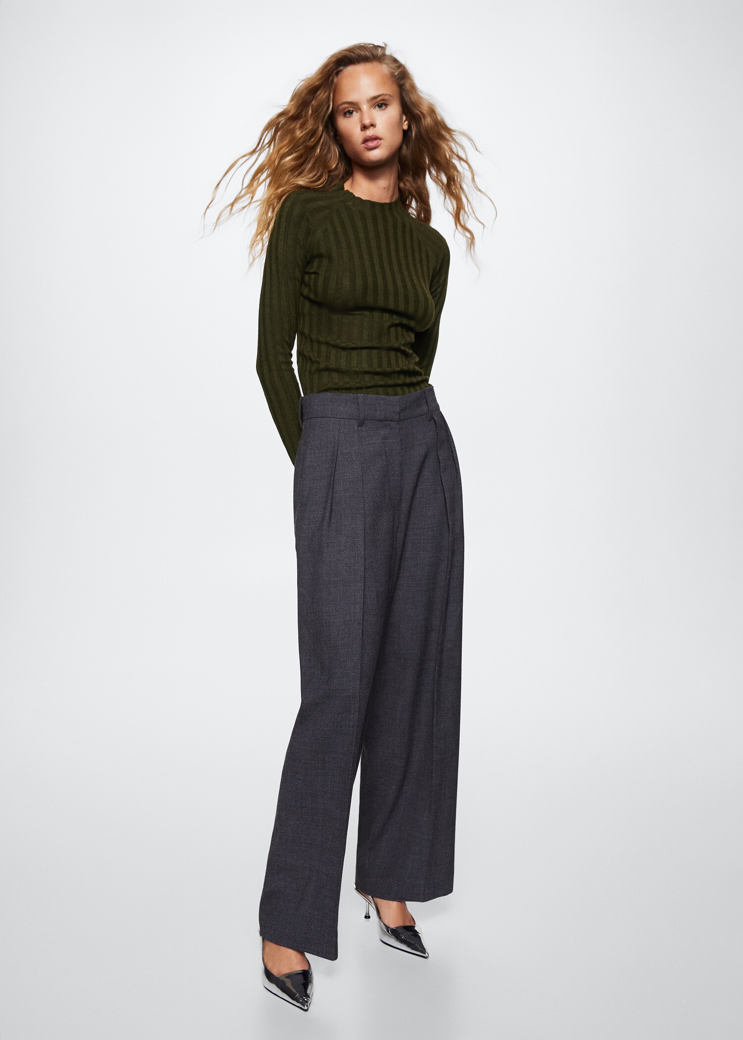 Perkins-neck rib-knit  sweater - General plane