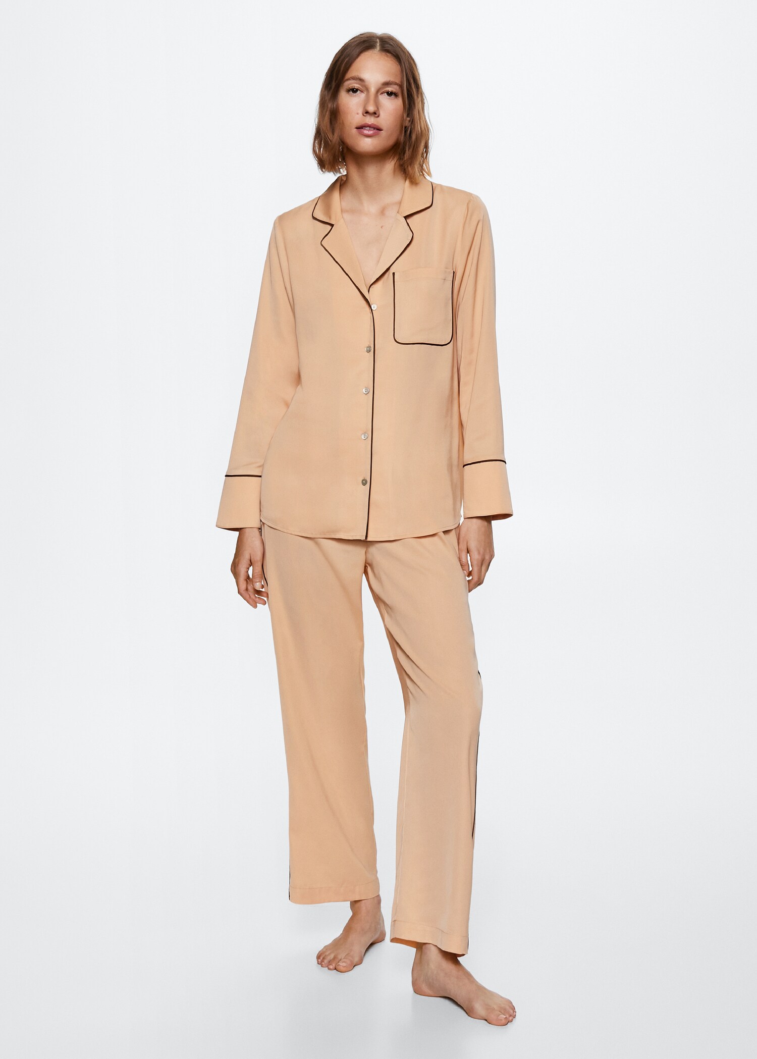 Pyjama shirt with contrast piping - General plane